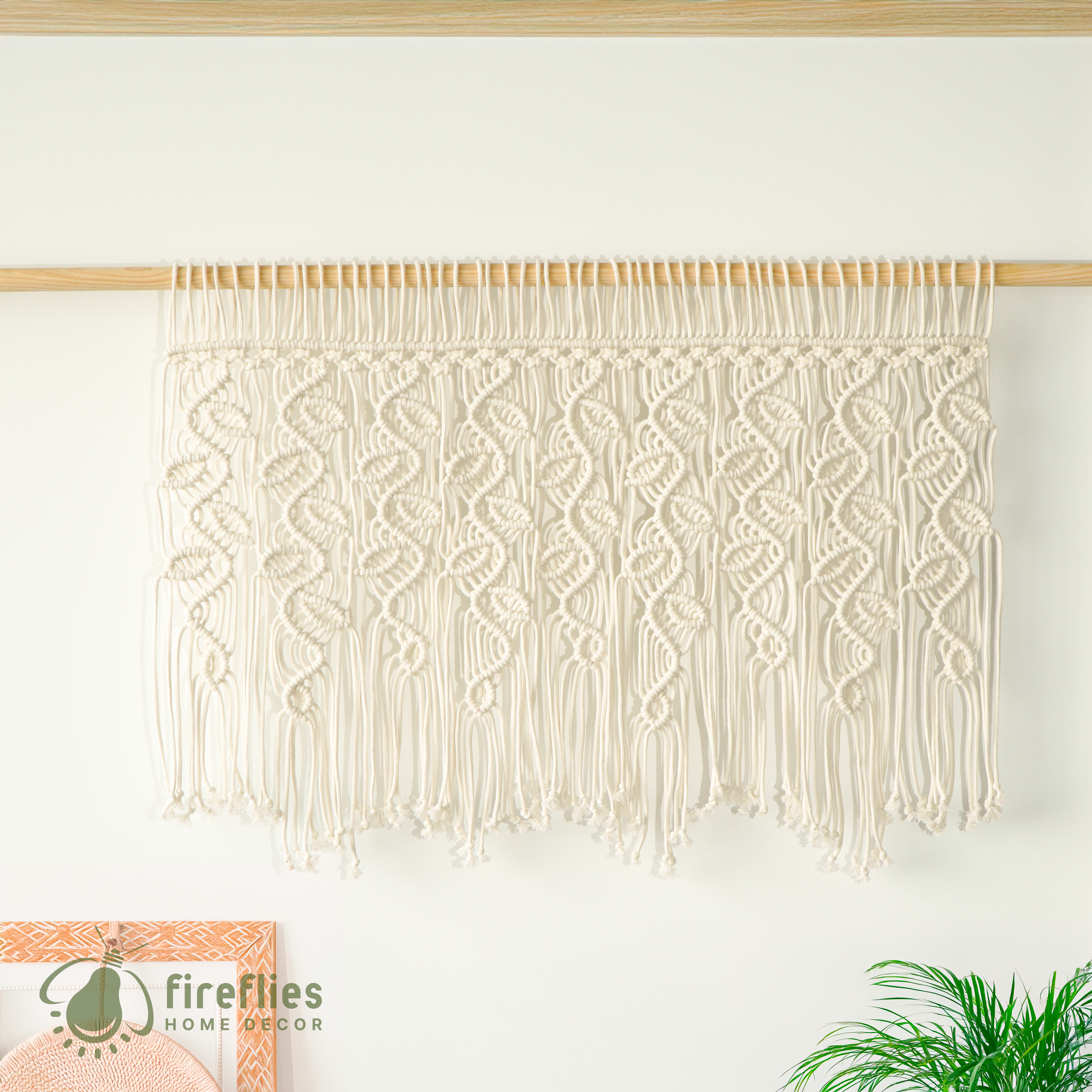 Boho macrame curtain, great for cozy home accents 
