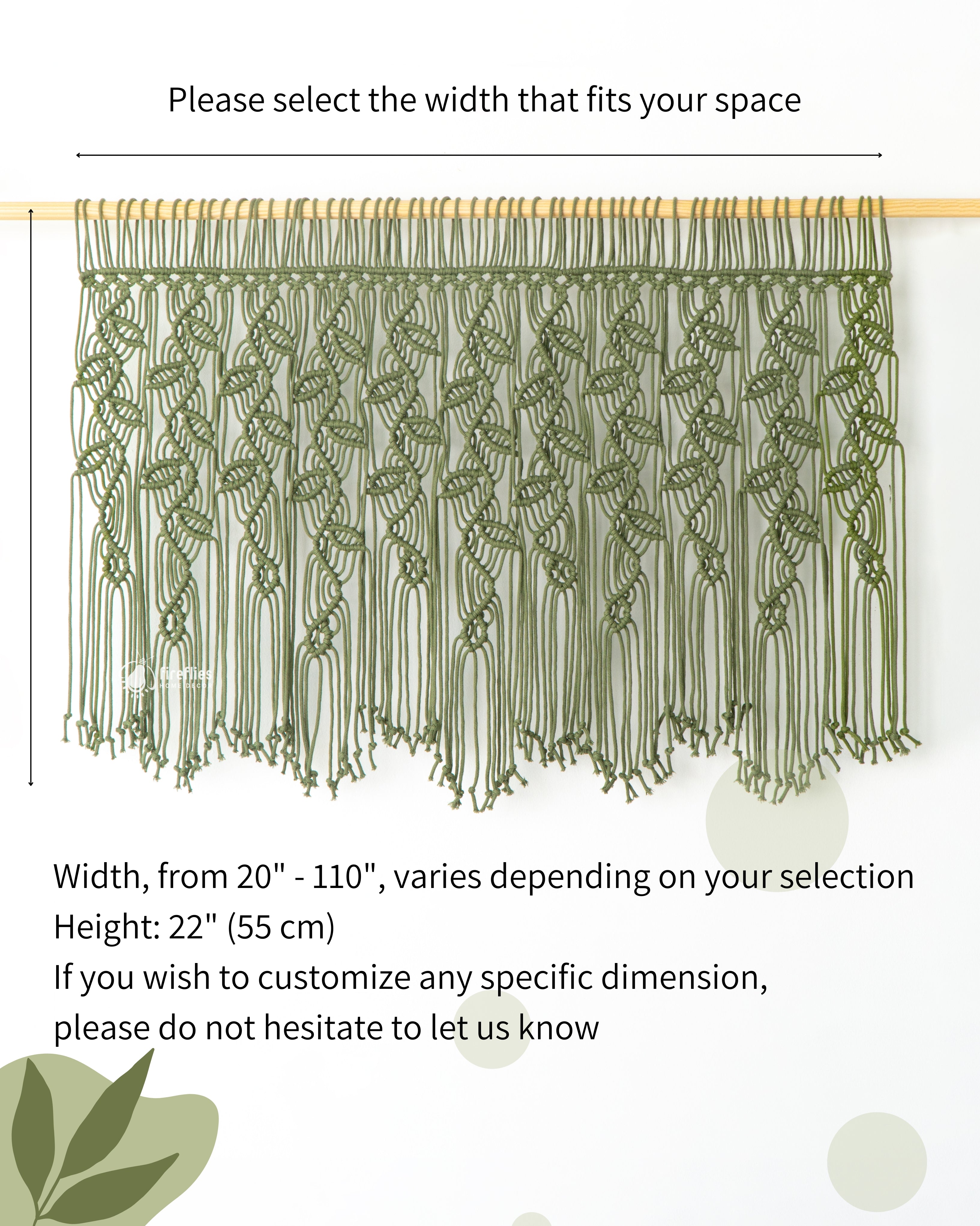 Handcrafted macrame curtain, perfect for minimalist or natural rooms 
