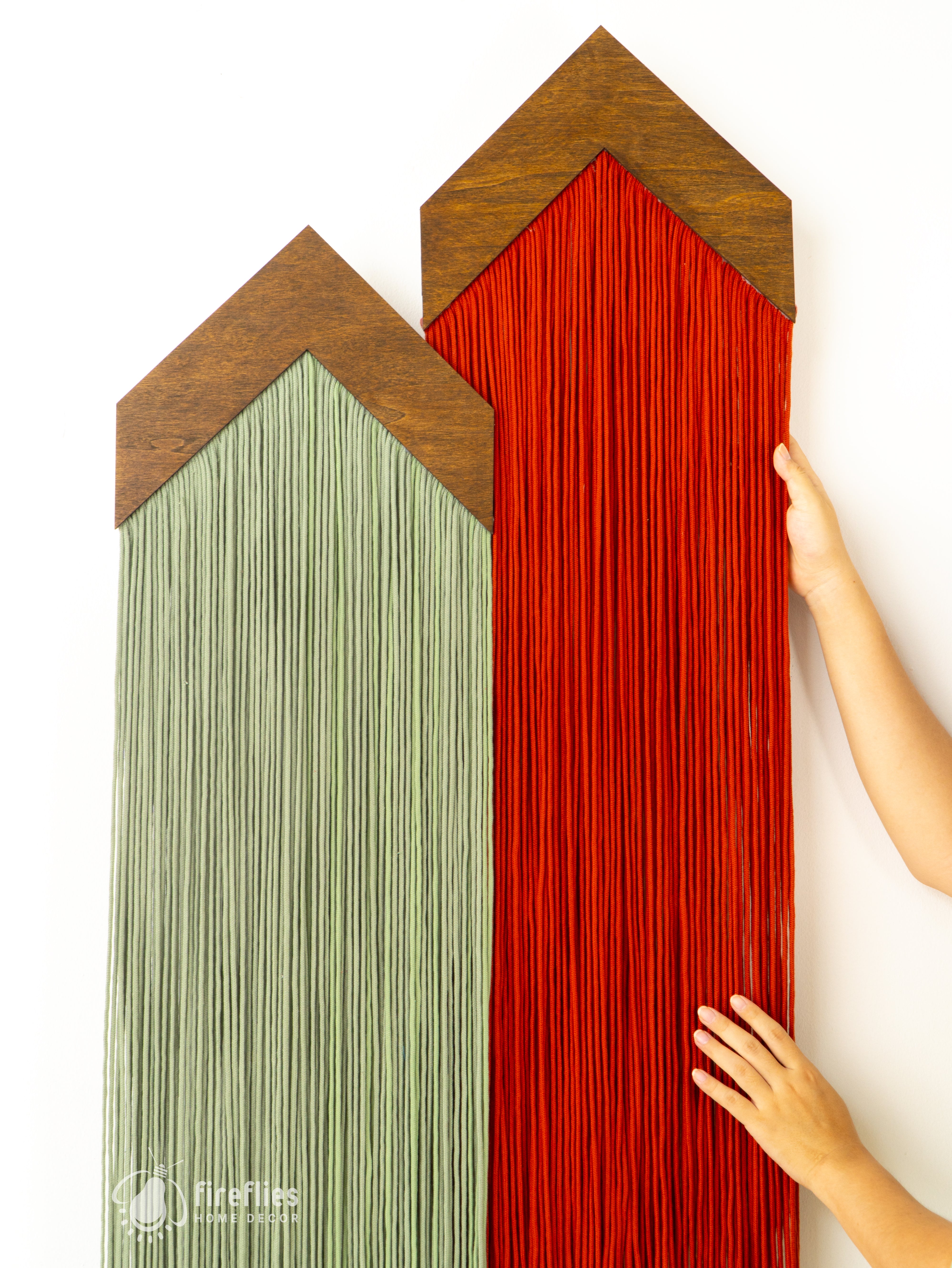 Fiber wall hanging crafted from macrame perfect for contemporary spaces needing a stylish touch
