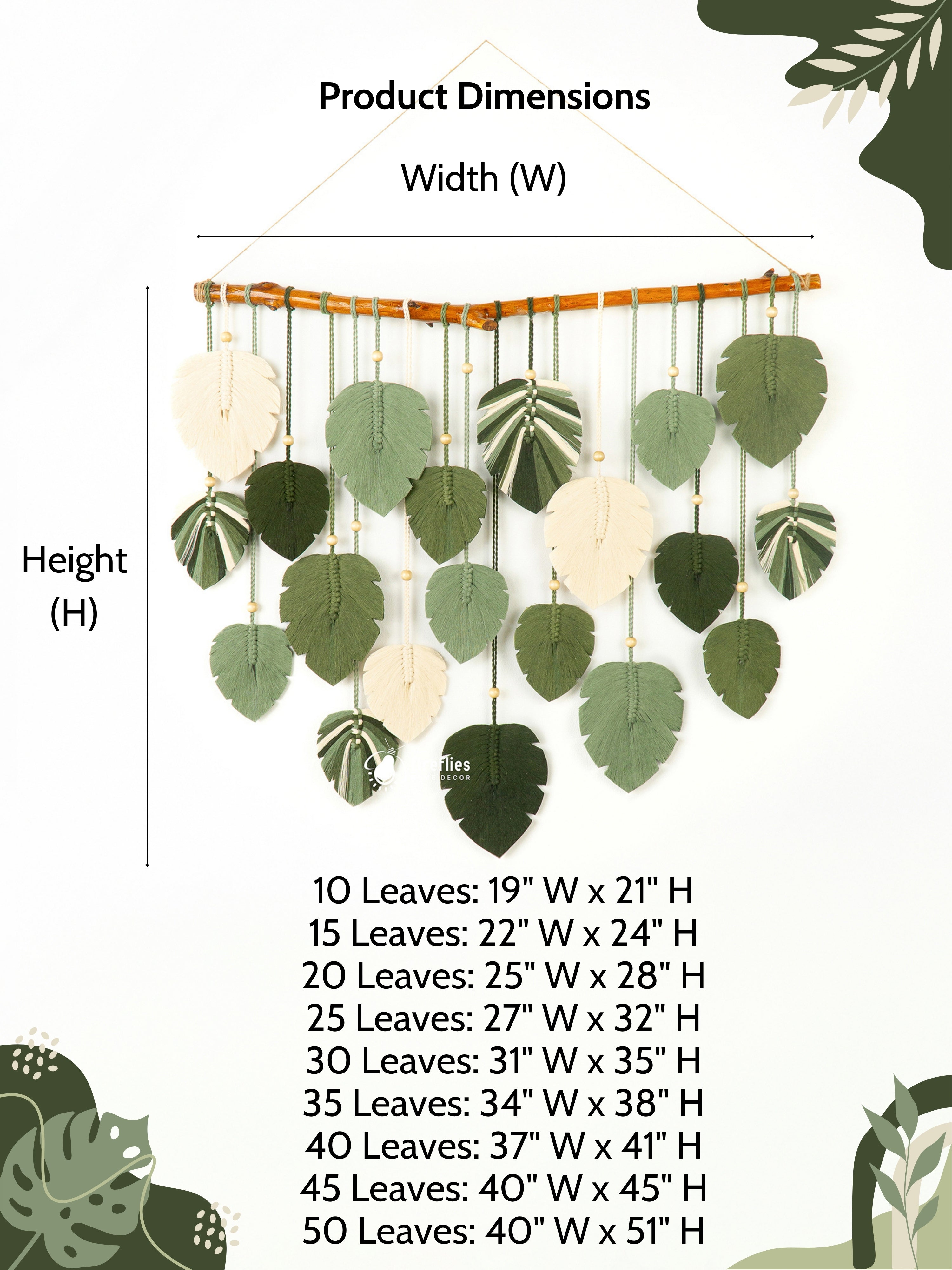 Leaf-shaped product with dimensions labeled on a white background