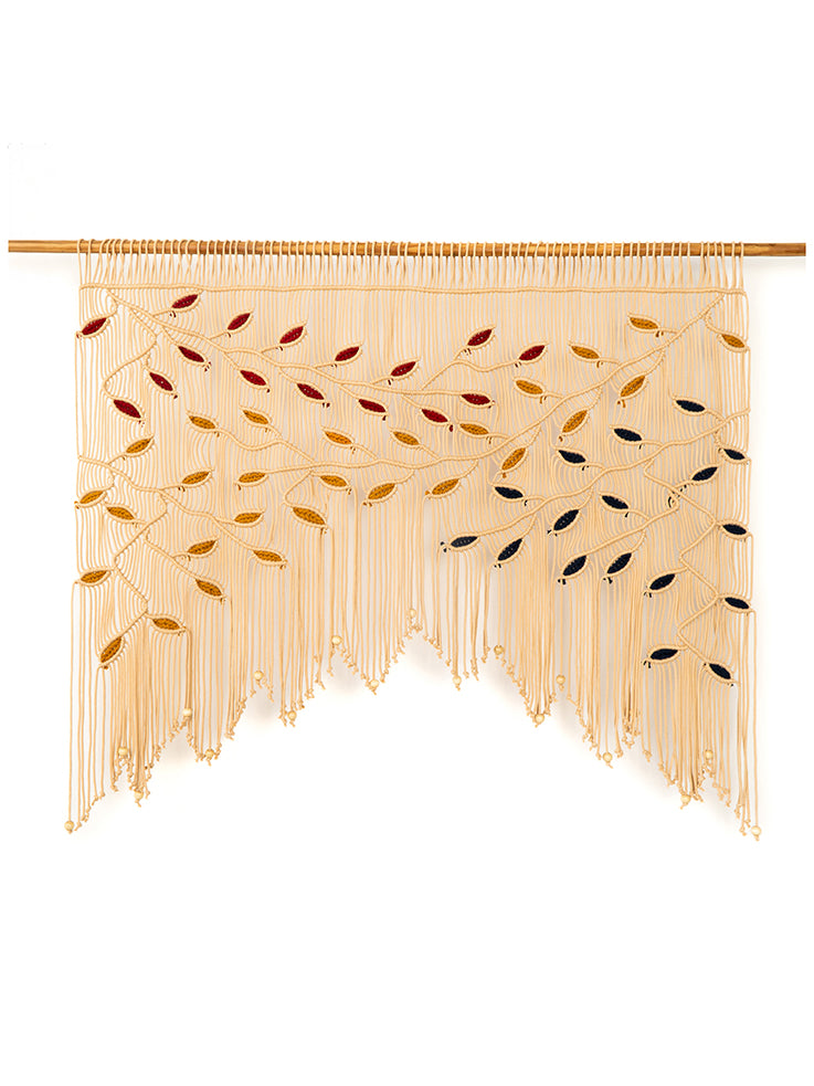 Safara Beige Trio Macrame Window Curtain