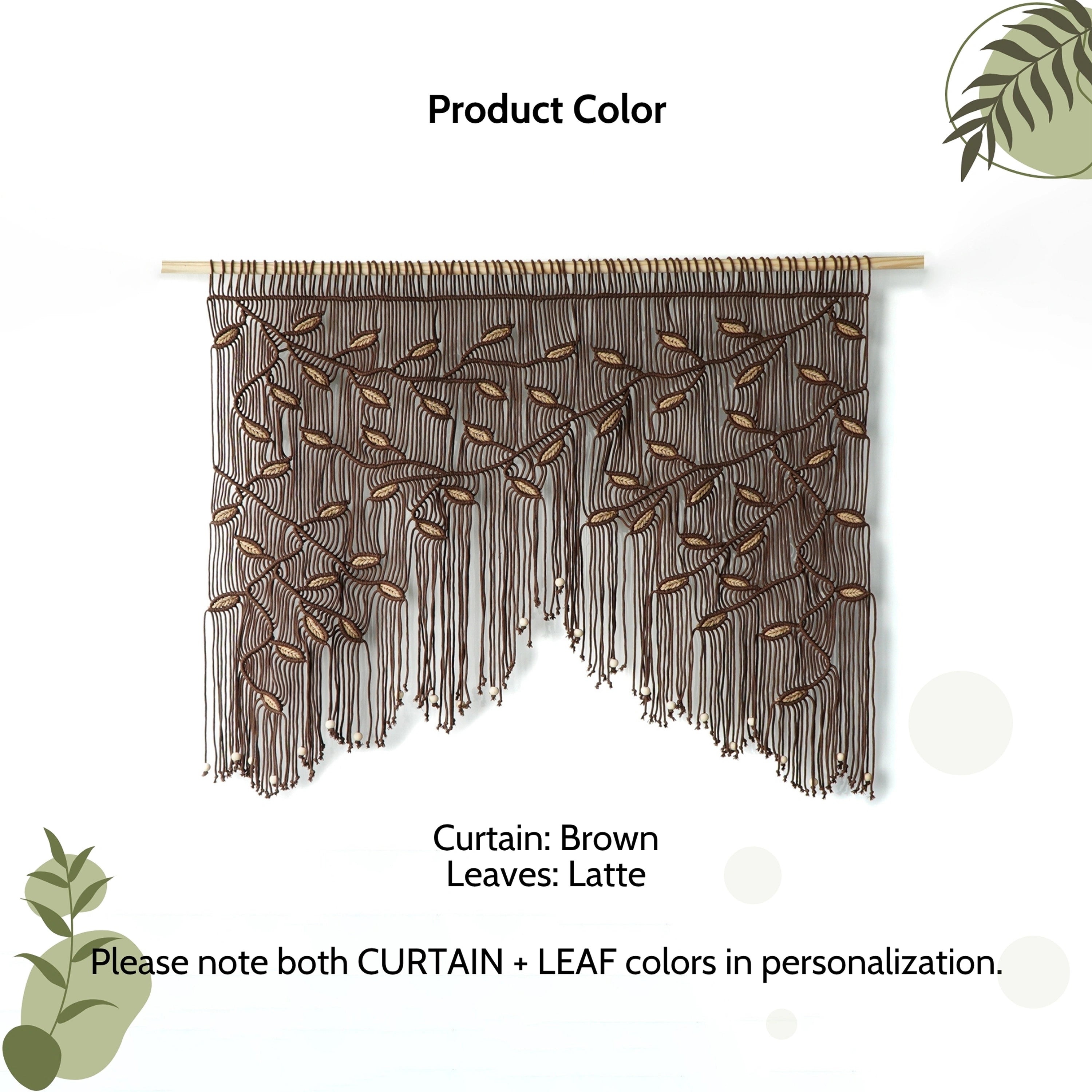 Textured espresso textile art featuring a nature-inspired climbing tan vine pattern for large walls.