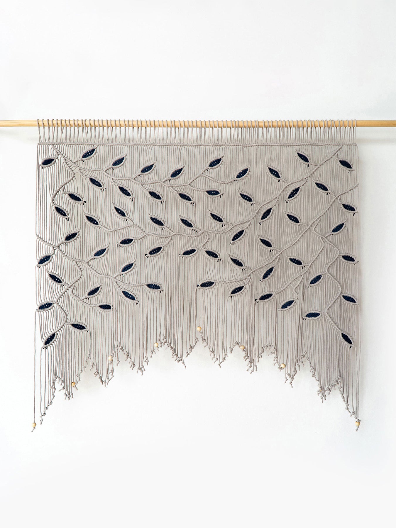 Safara Light Grey Navy Macrame Window Curtain