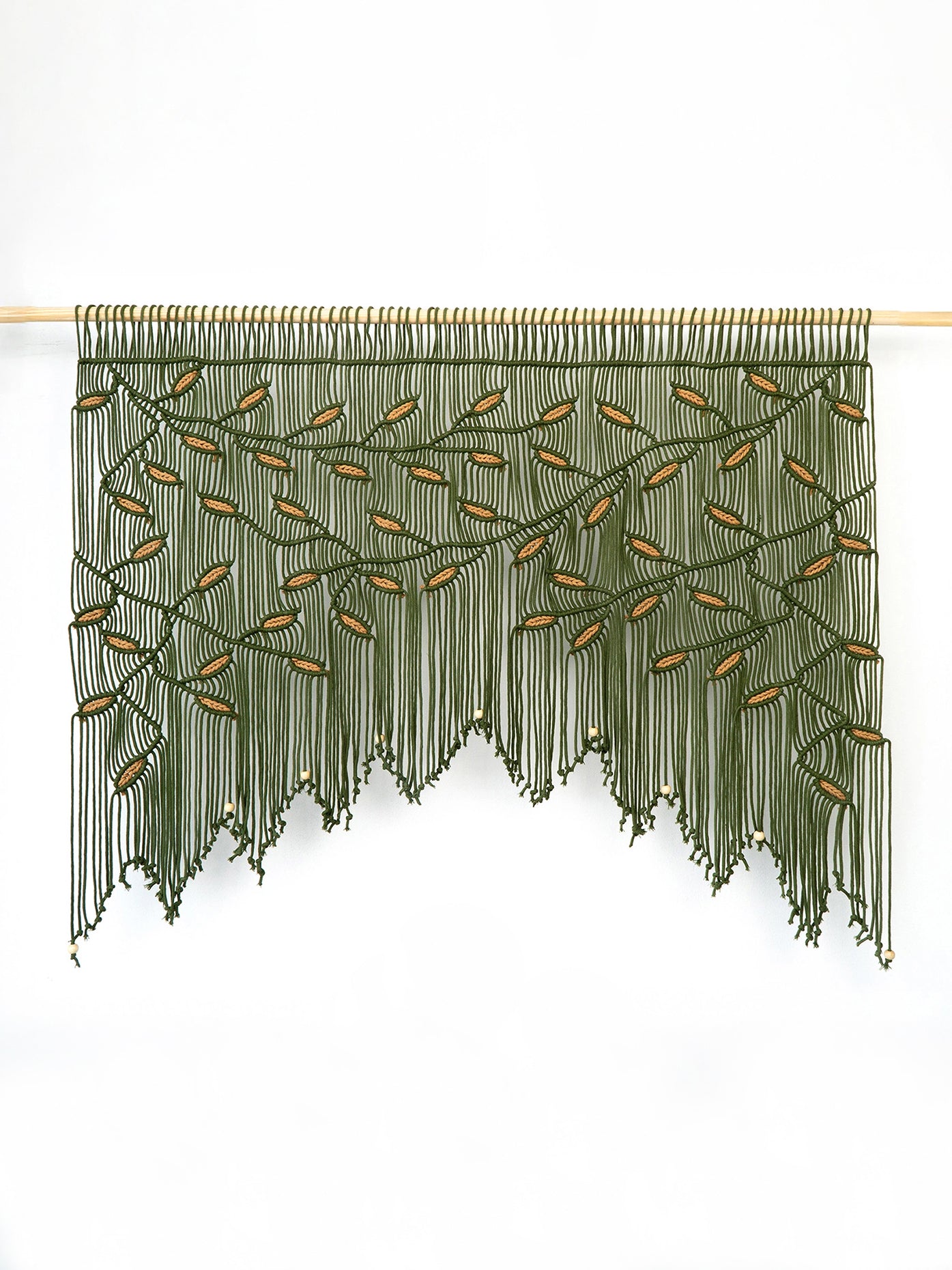 Safara Olive Green Latte Macrame Window Curtain