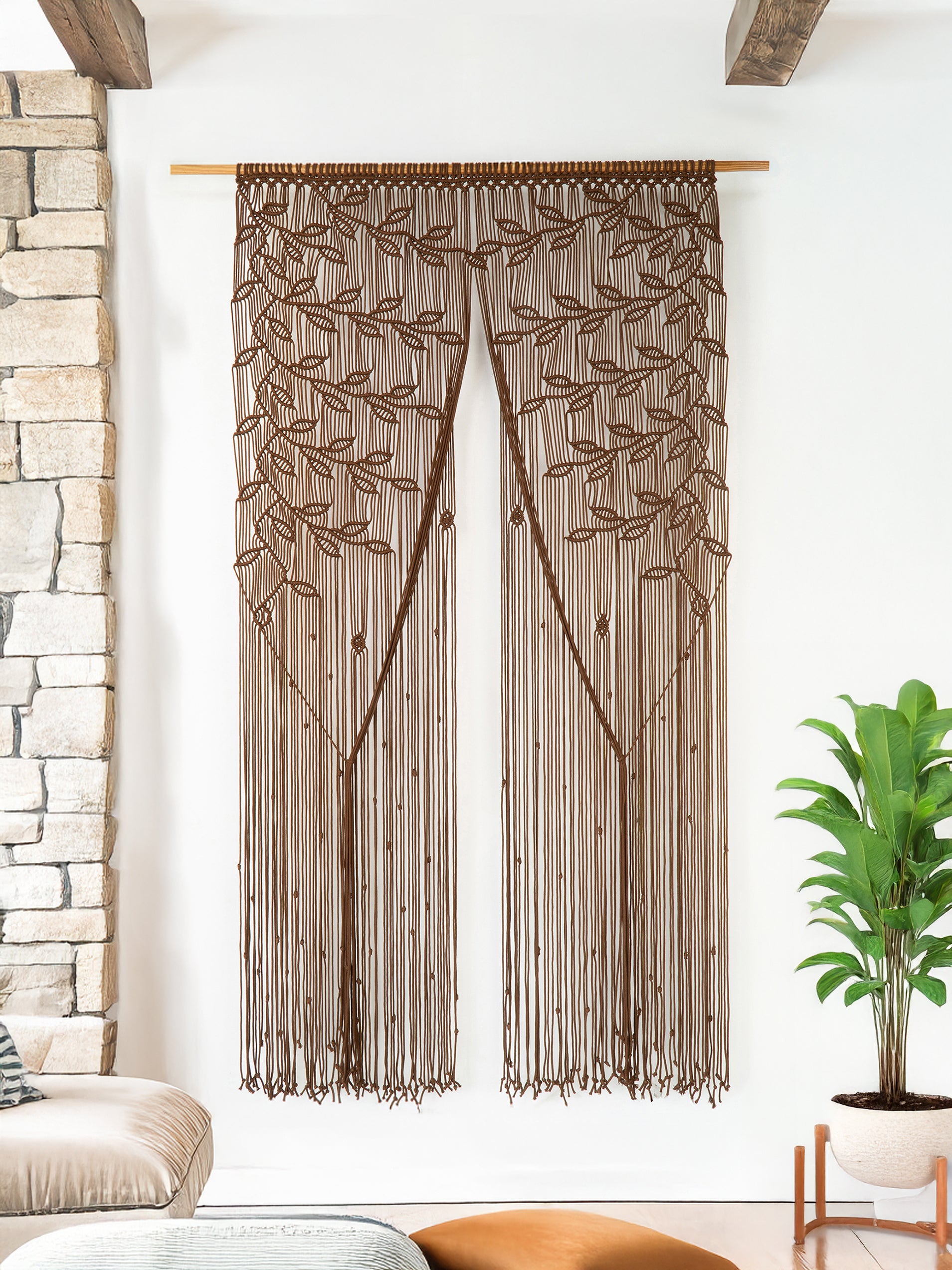 Shea Brown Macrame Leaf Door Curtain