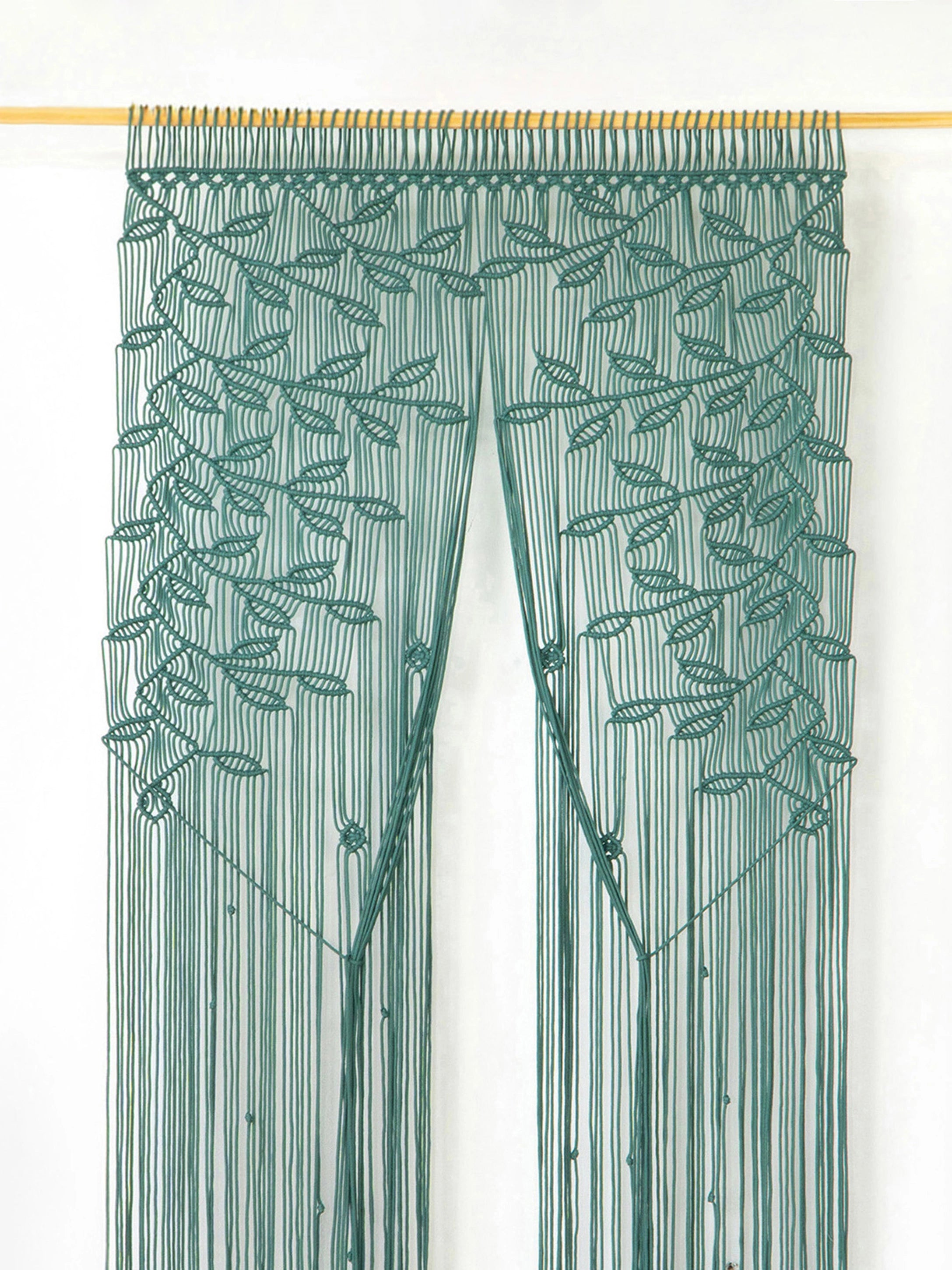 Shea Emerald Macrame Leaf Door Curtain