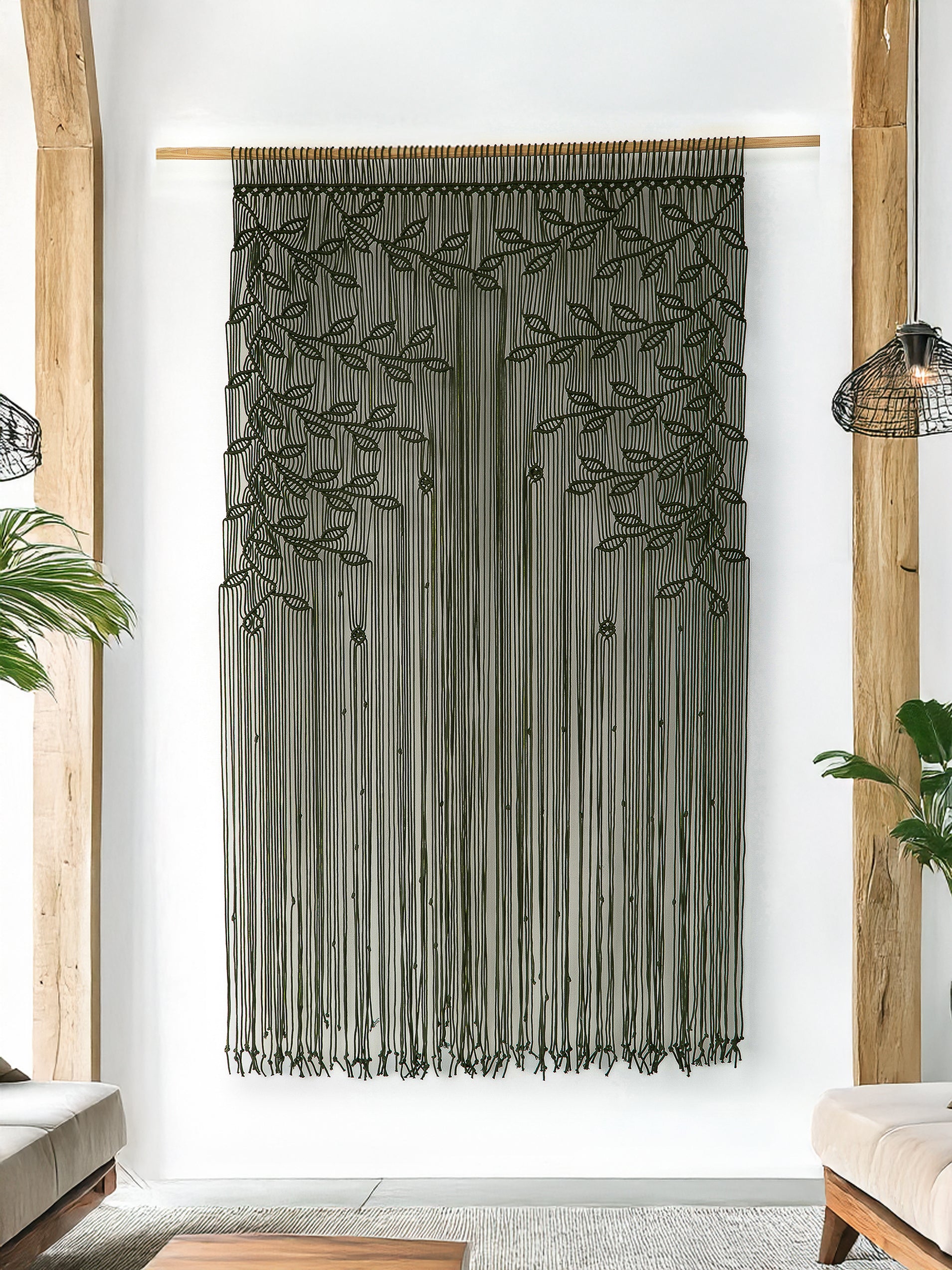 Extra Long Macrame Wall Space Divider for Boho Home Decor