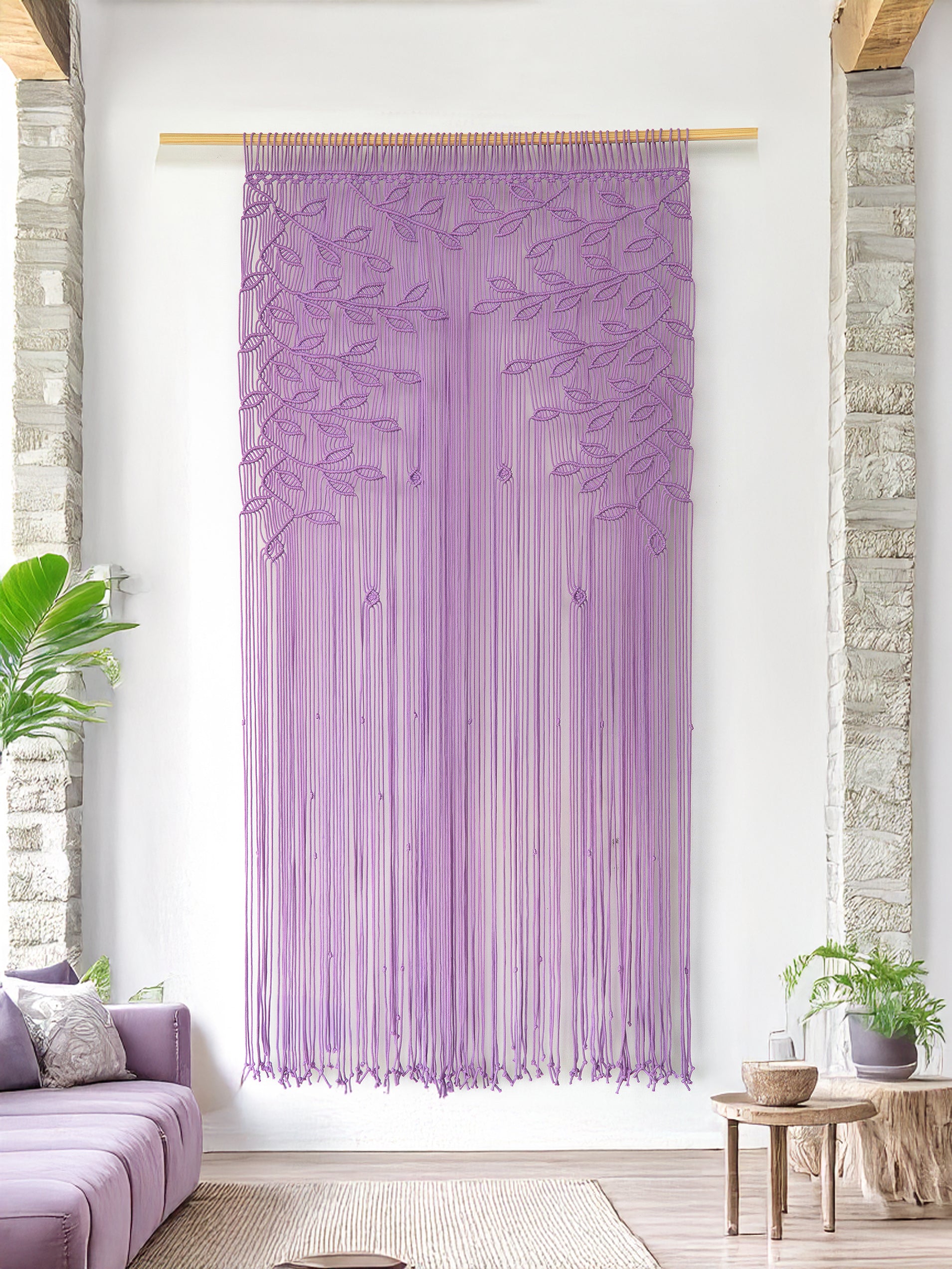 Extra Large Macrame Door Curtain for Boho Living Room Decor
