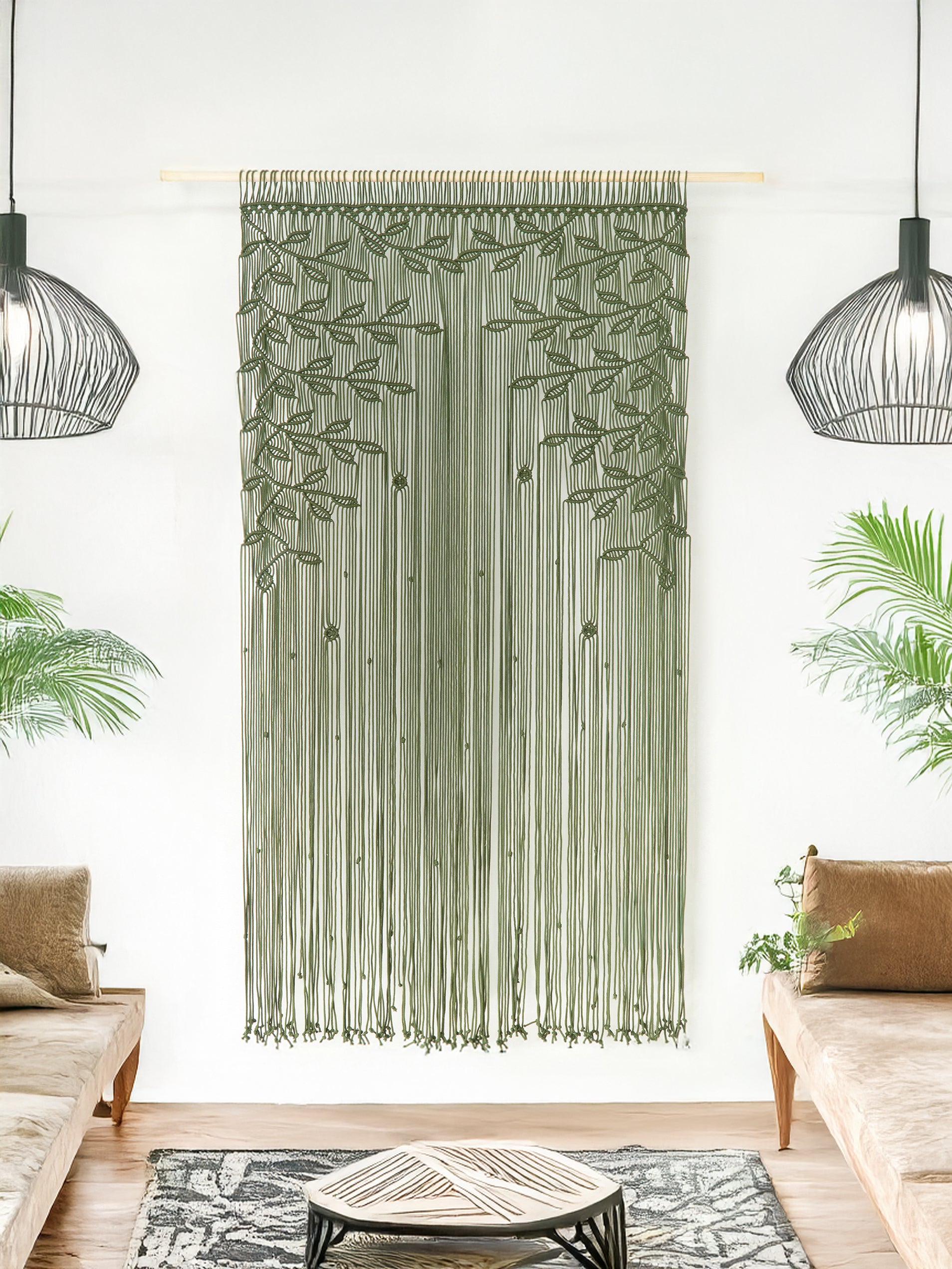 Tropical Macrame Wall Tapestry for Living Room Decor 
