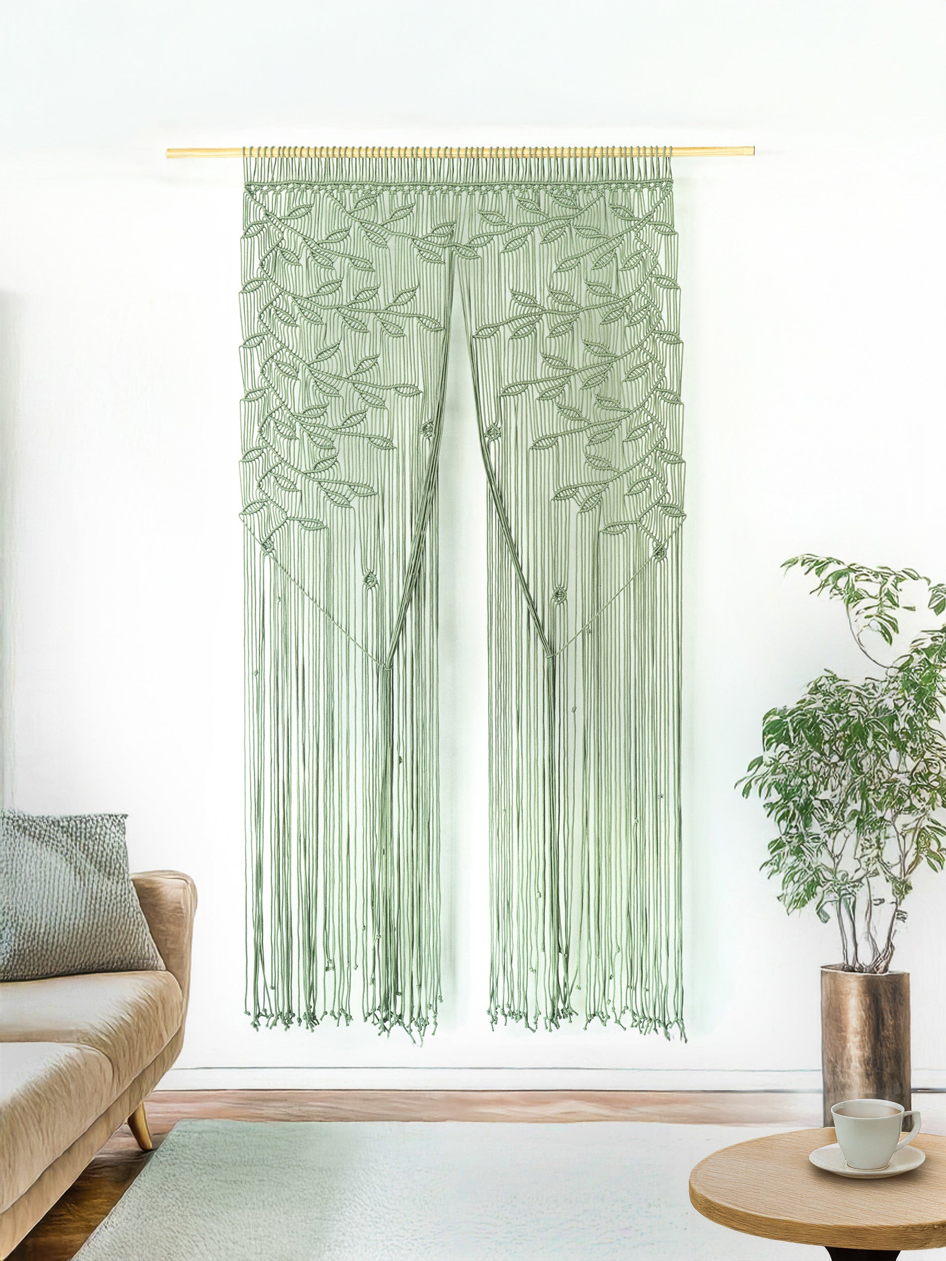 Shea Sage Macrame Leaf Door Curtain