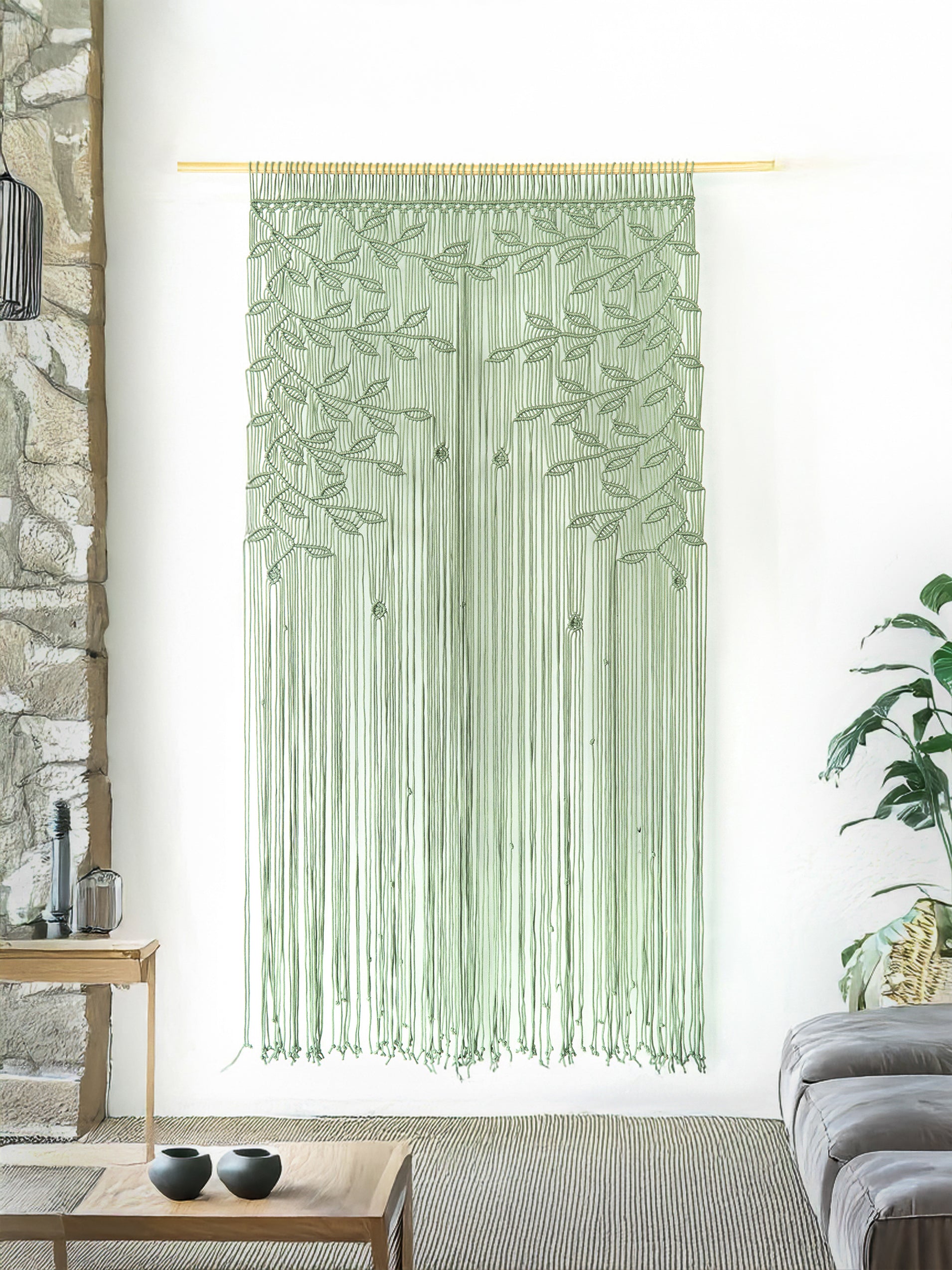 Long Macrame Wall Tapestry for Modern Farmhouse Living Room decor
