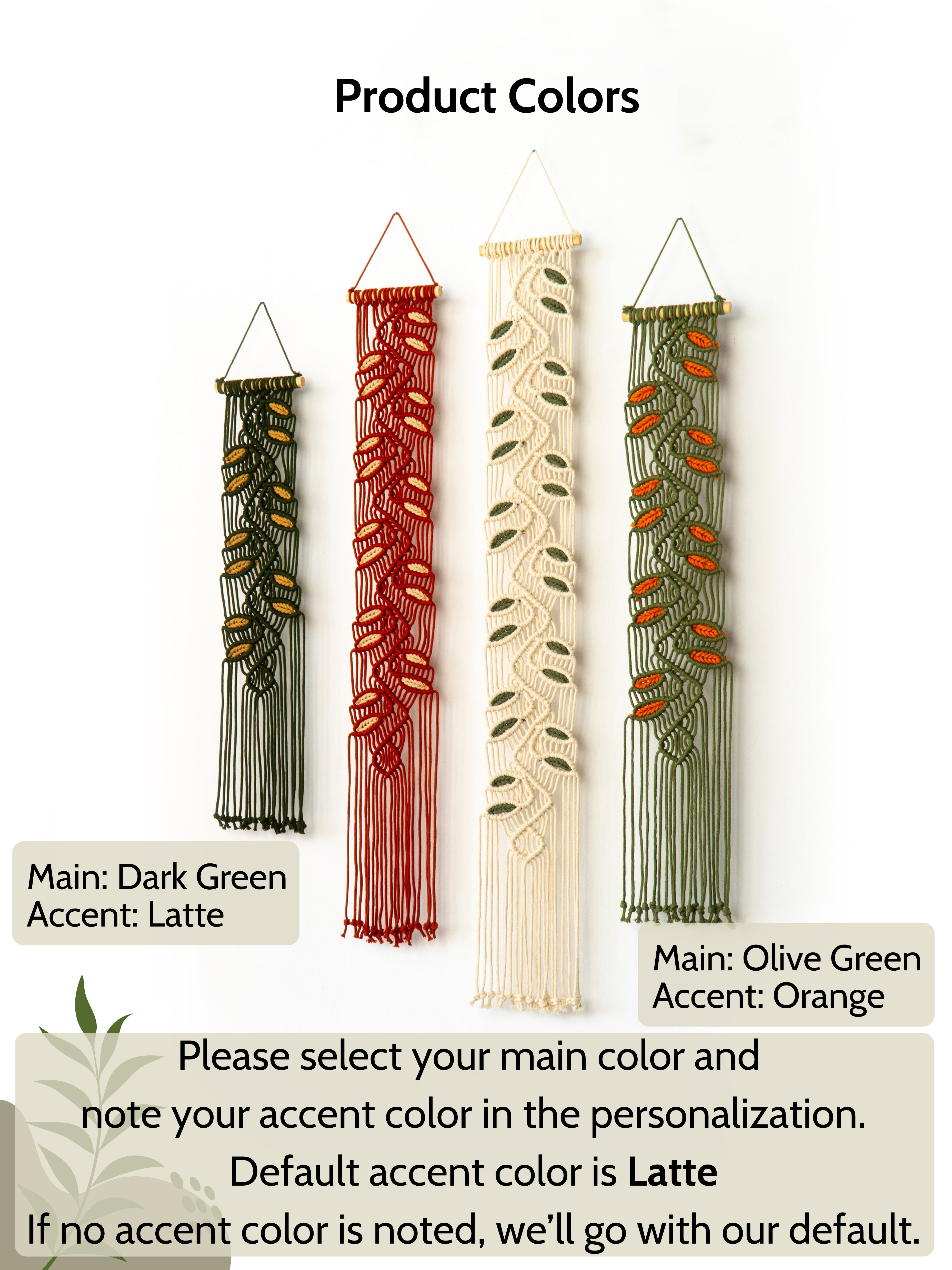 Four decorative wall hangings with different color schemes on a white background.