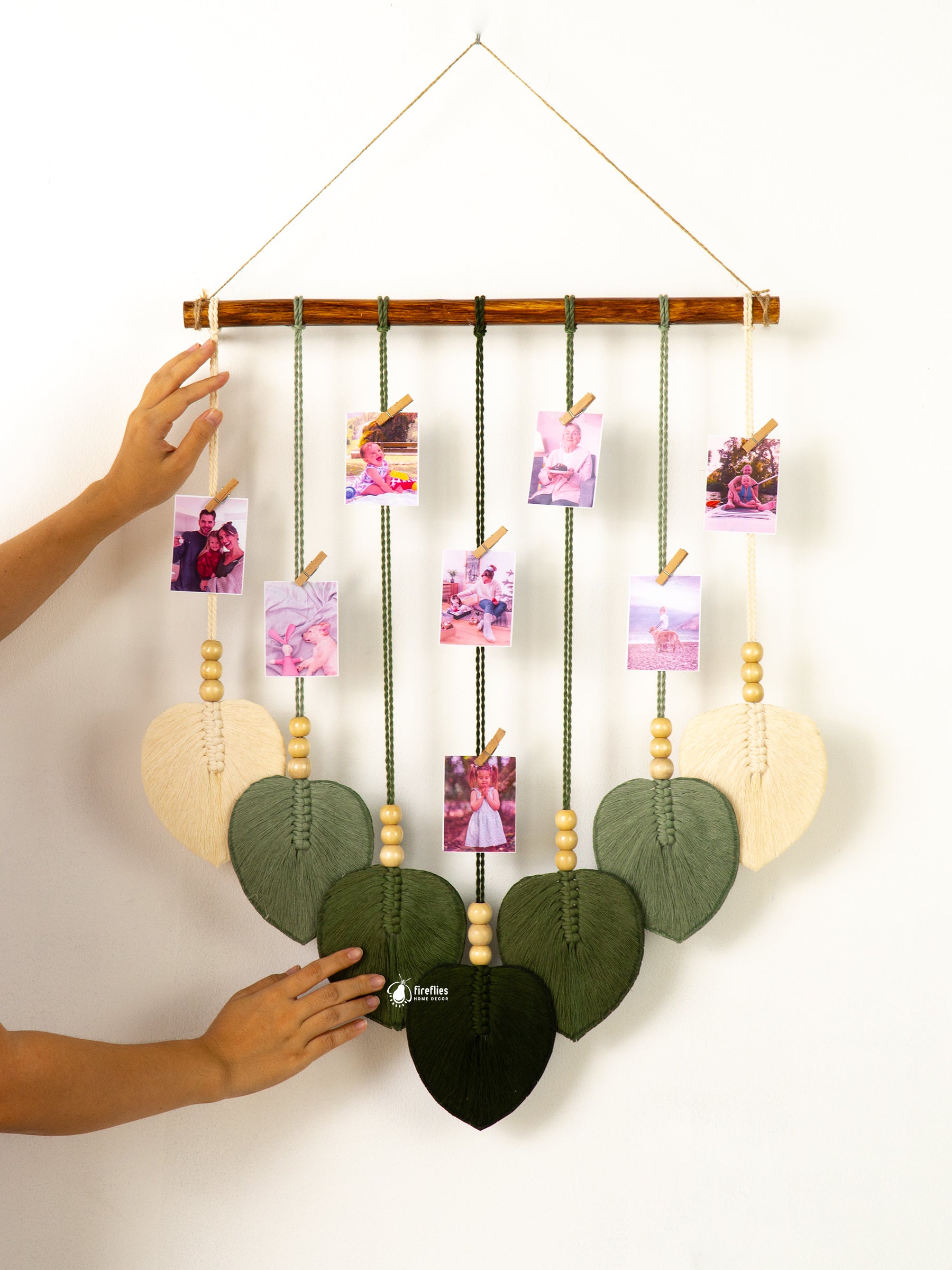 Macrame leaf wall decor, perfect for boho or neutral interiors    
