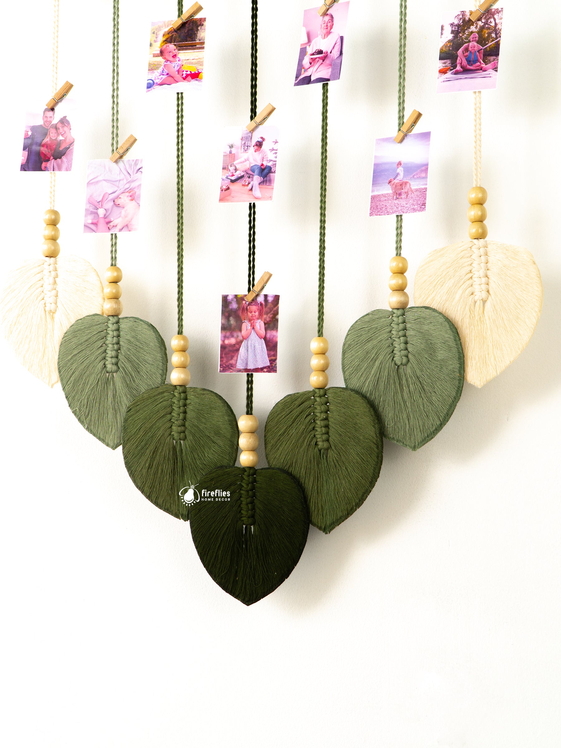 Natural macrame leaf hanging, fits boho or modern decor    
