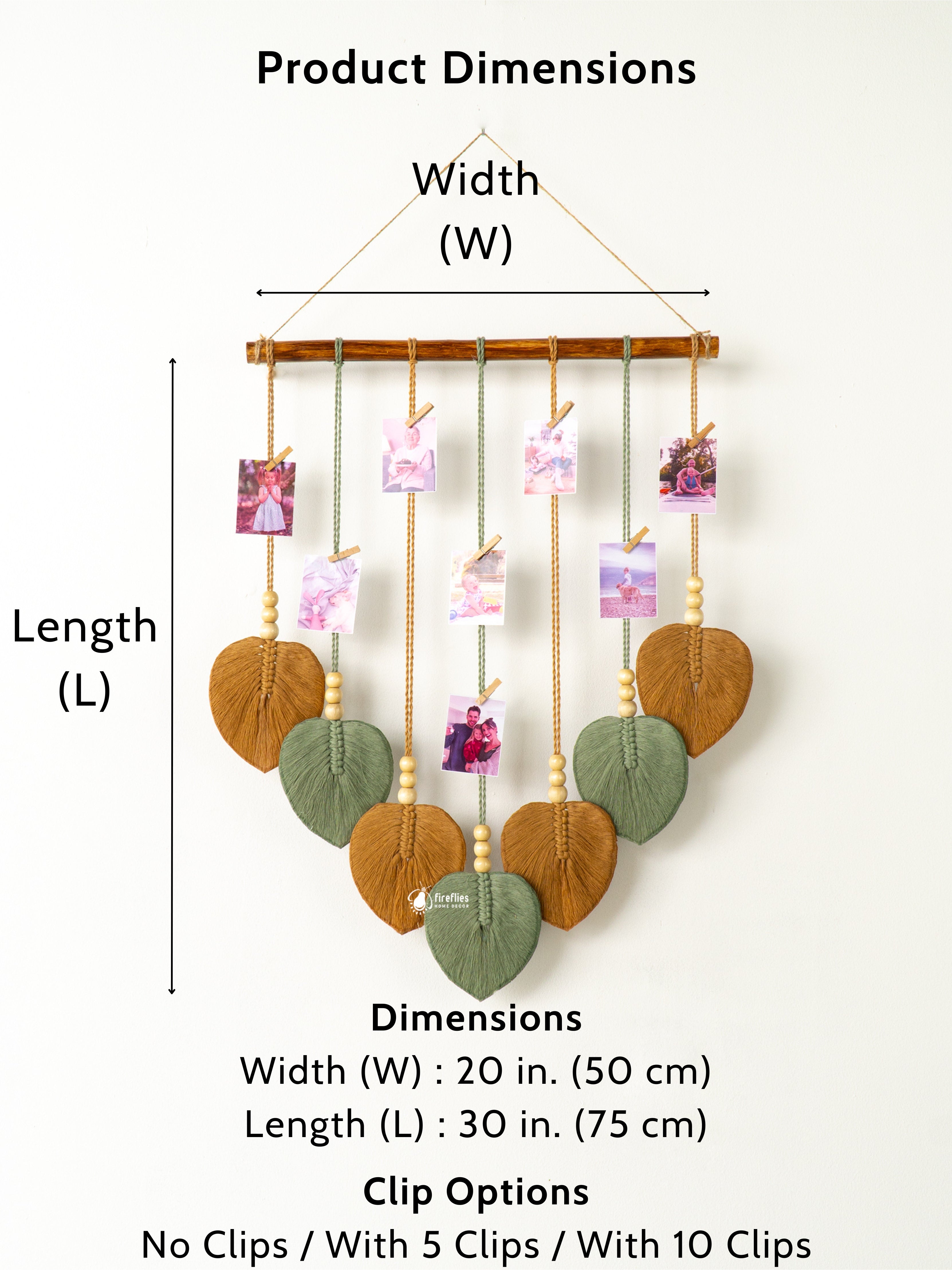 Macrame Leaf Wall Hanging Photo Display is ideal for boho or contemporary spaces, a place to preserve precious memories.

