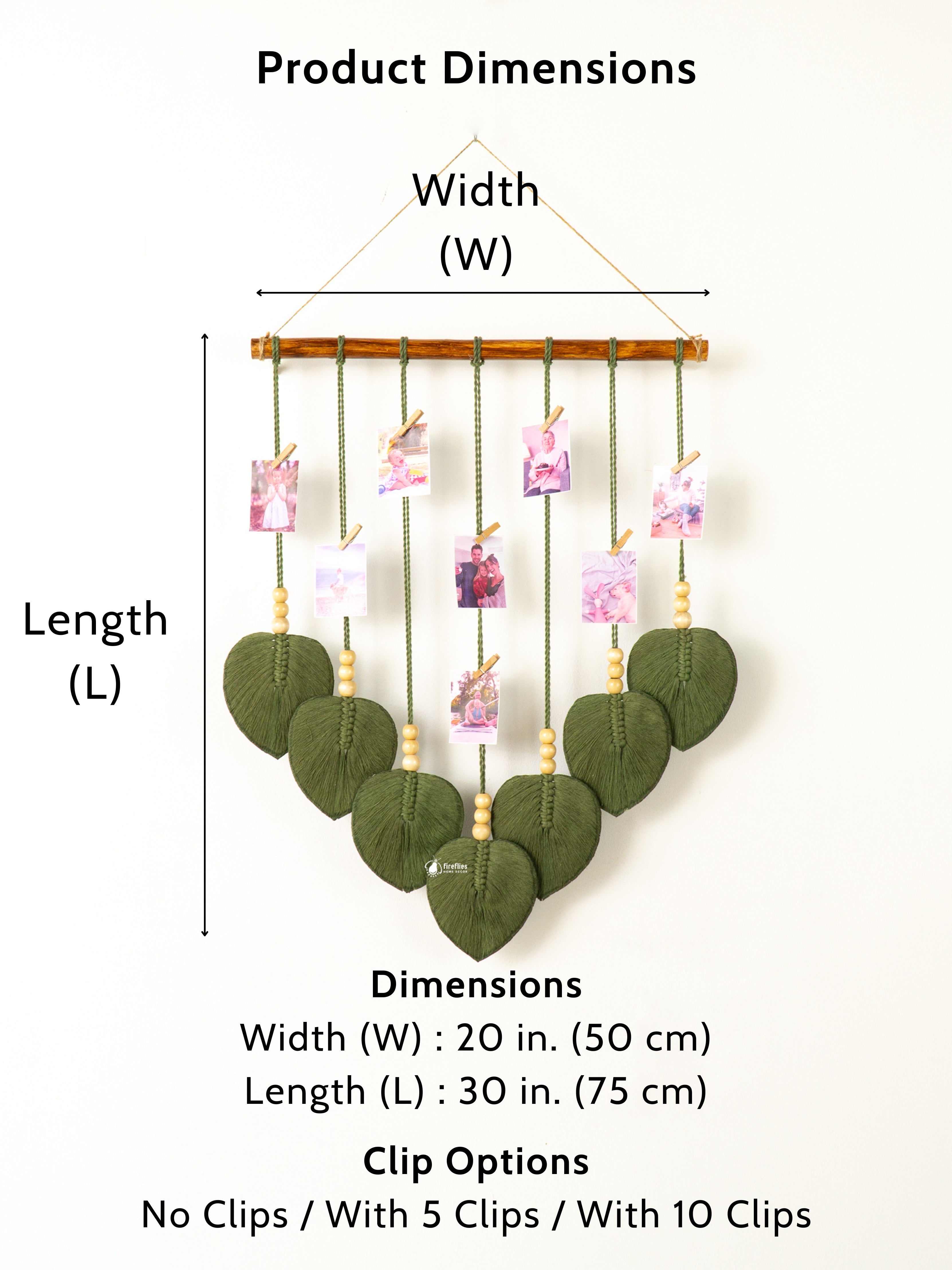 Macrame leaf wall photo hanging, ideal for boho or neutral interiors, providing a warm space for memory-keeping.
