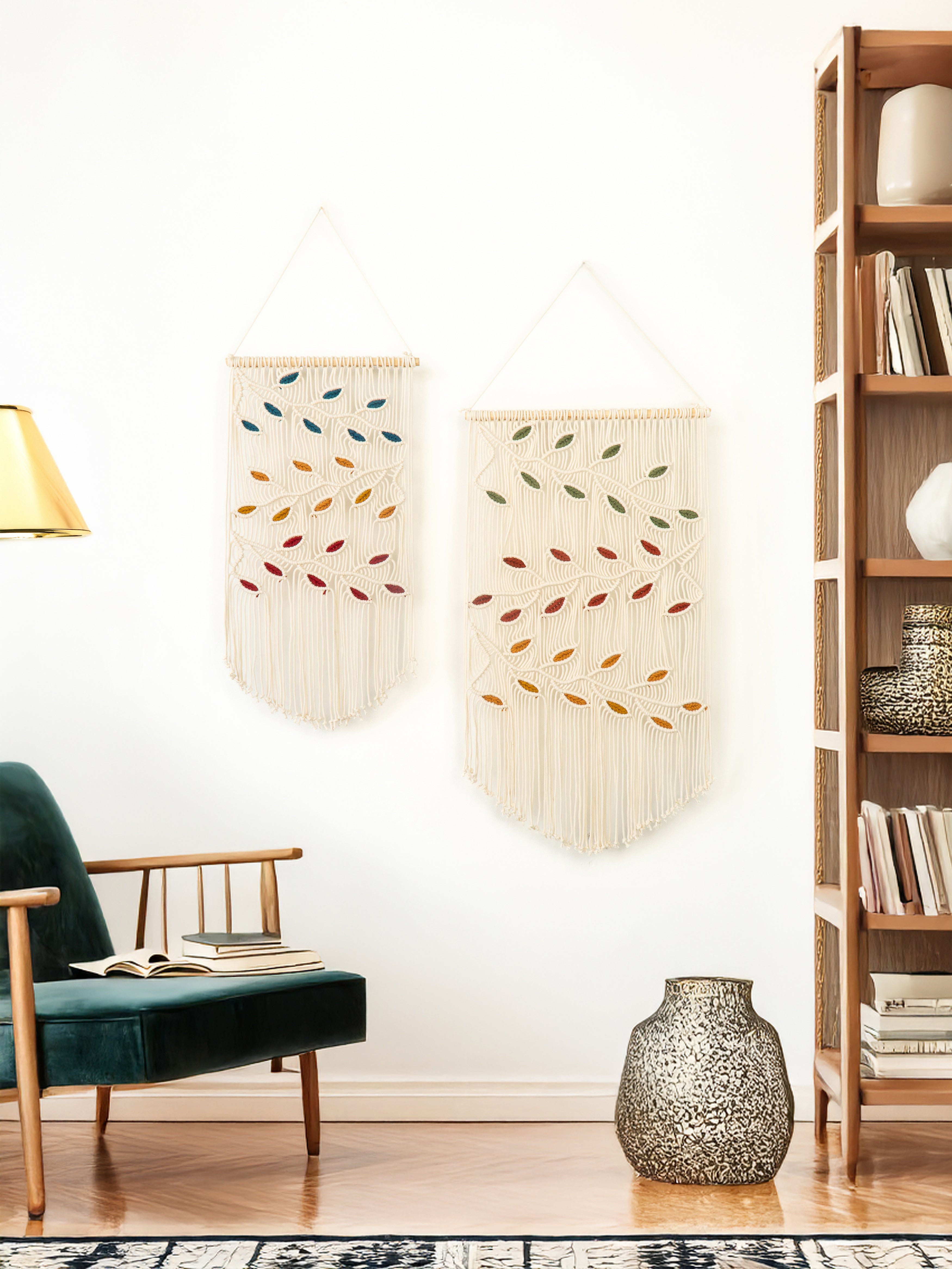 Vanka Natural Vertical Macrame Leaf Hangings