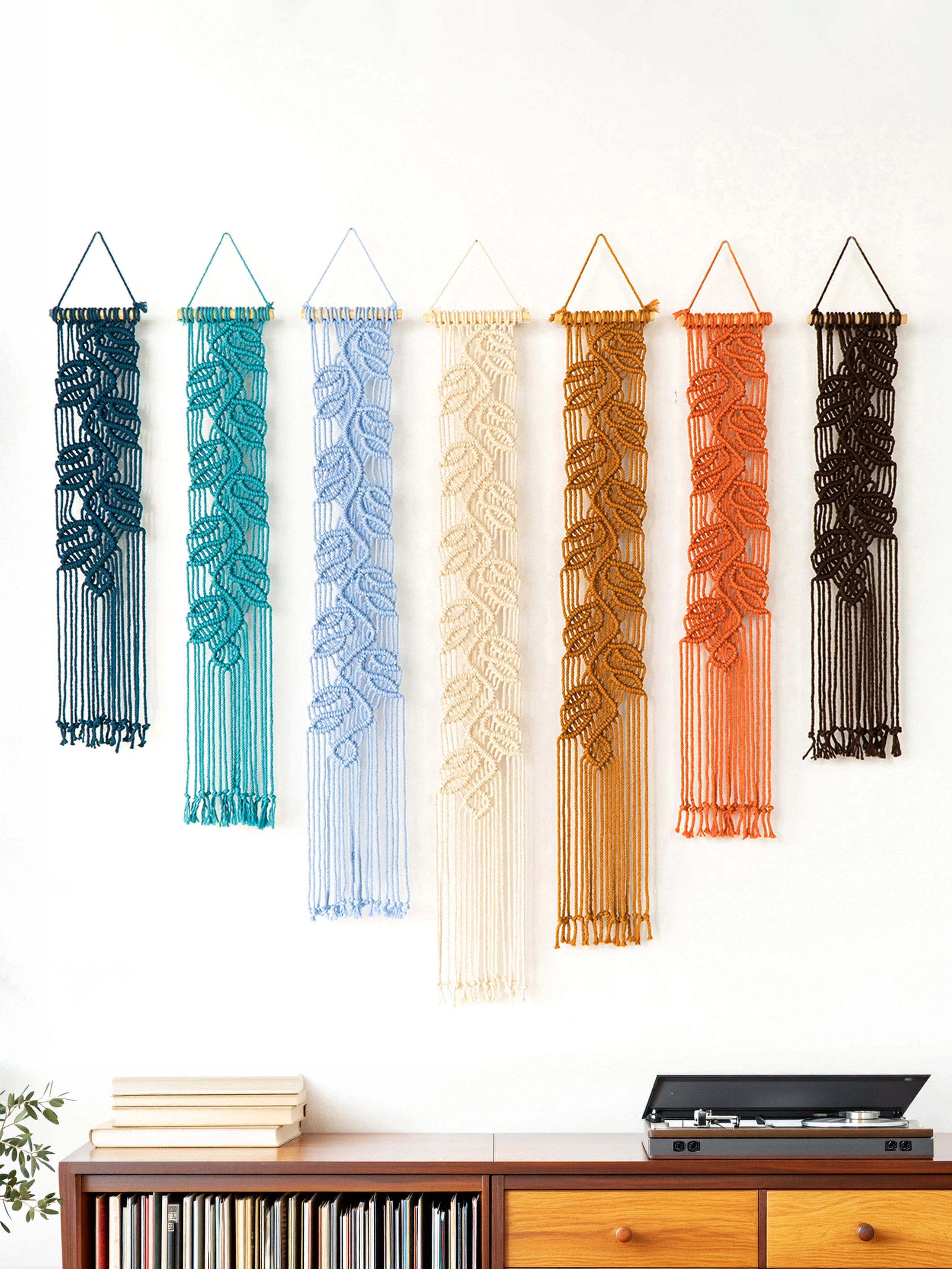 Vega Earth Blue Long Macrame Hangings