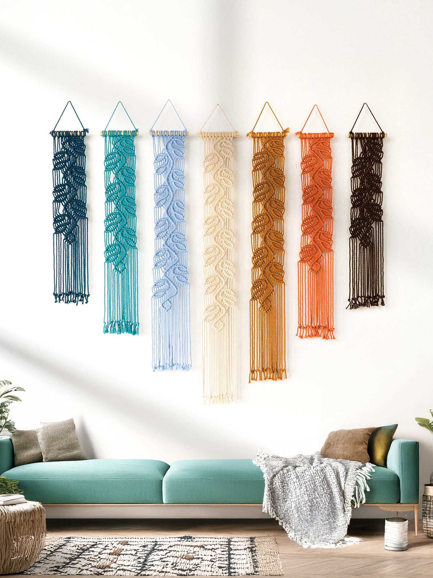 Vega Earth Blue Long Macrame Hangings