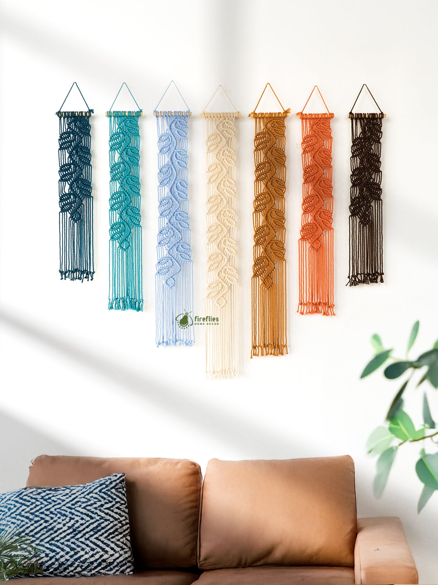 Vega Earth Blue Long Macrame Hangings