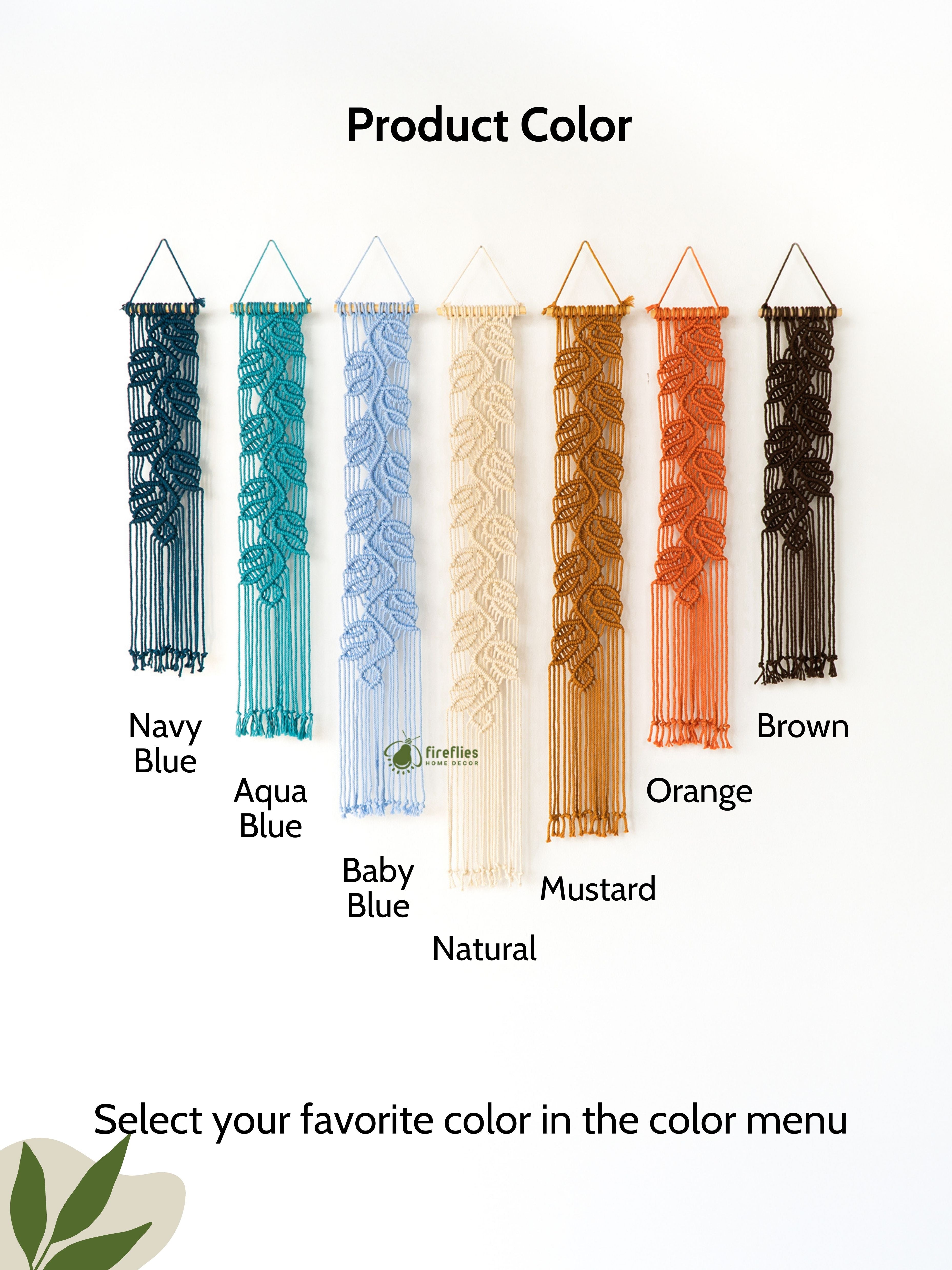 Four wall hangings with different color schemes on a white background