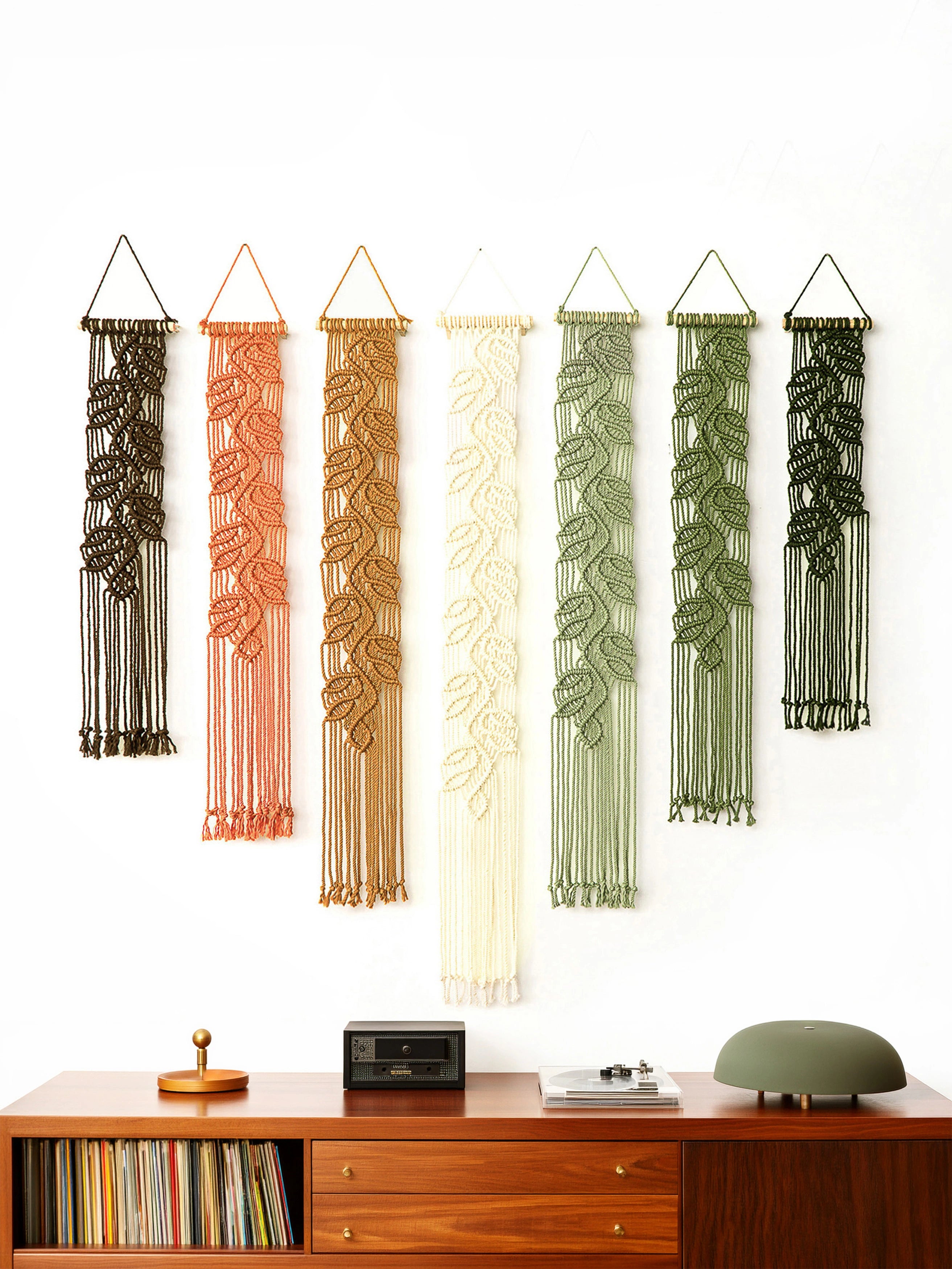 Vega Earth Green Long Macrame Hangings