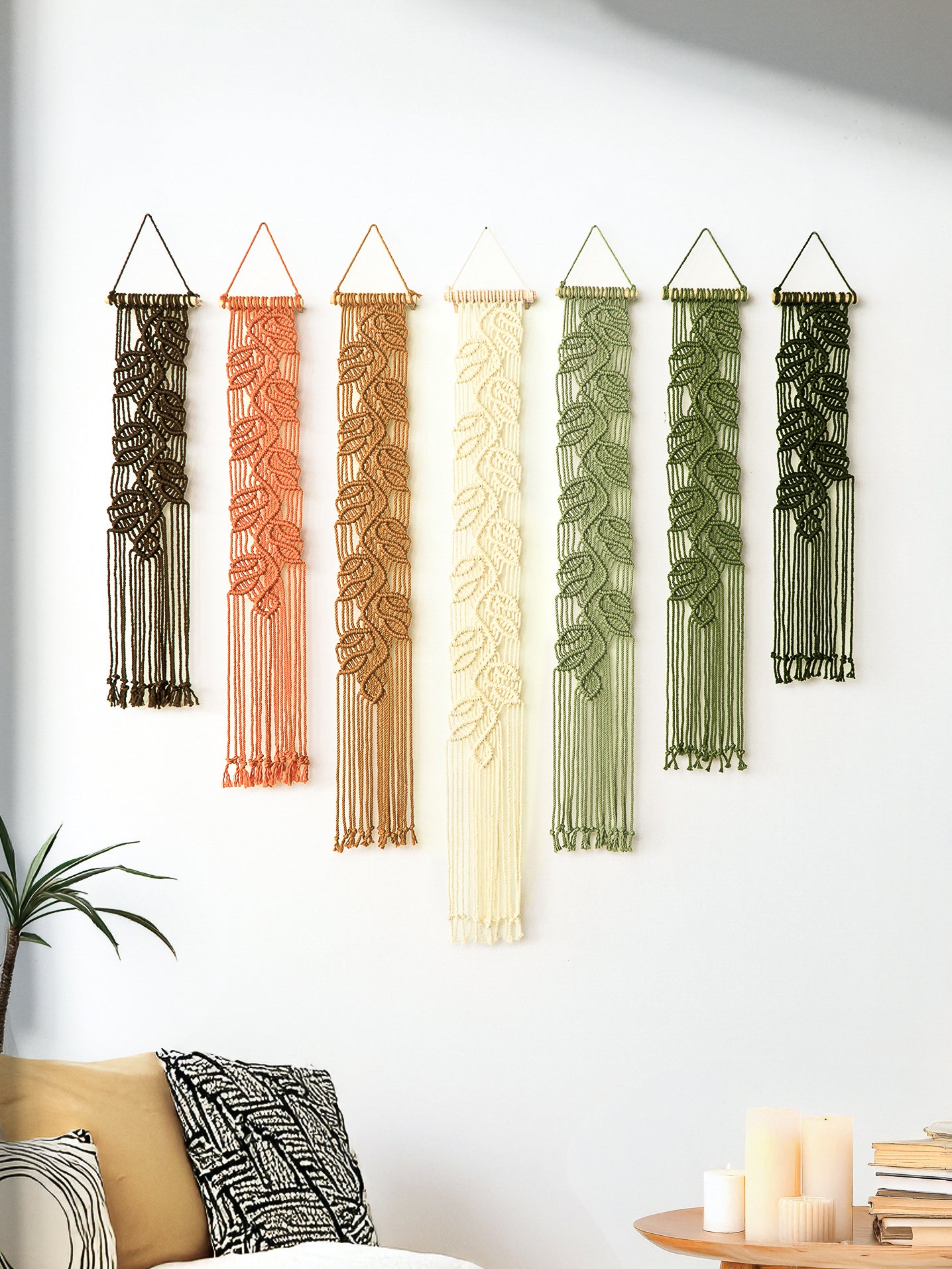 Vega Earth Green Long Macrame Hangings