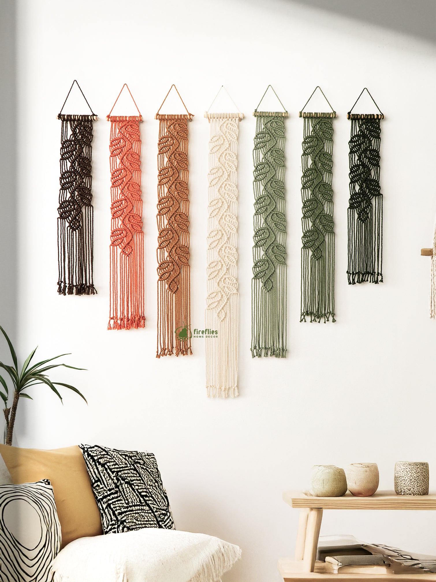 Vega Earth Green Long Macrame Hangings