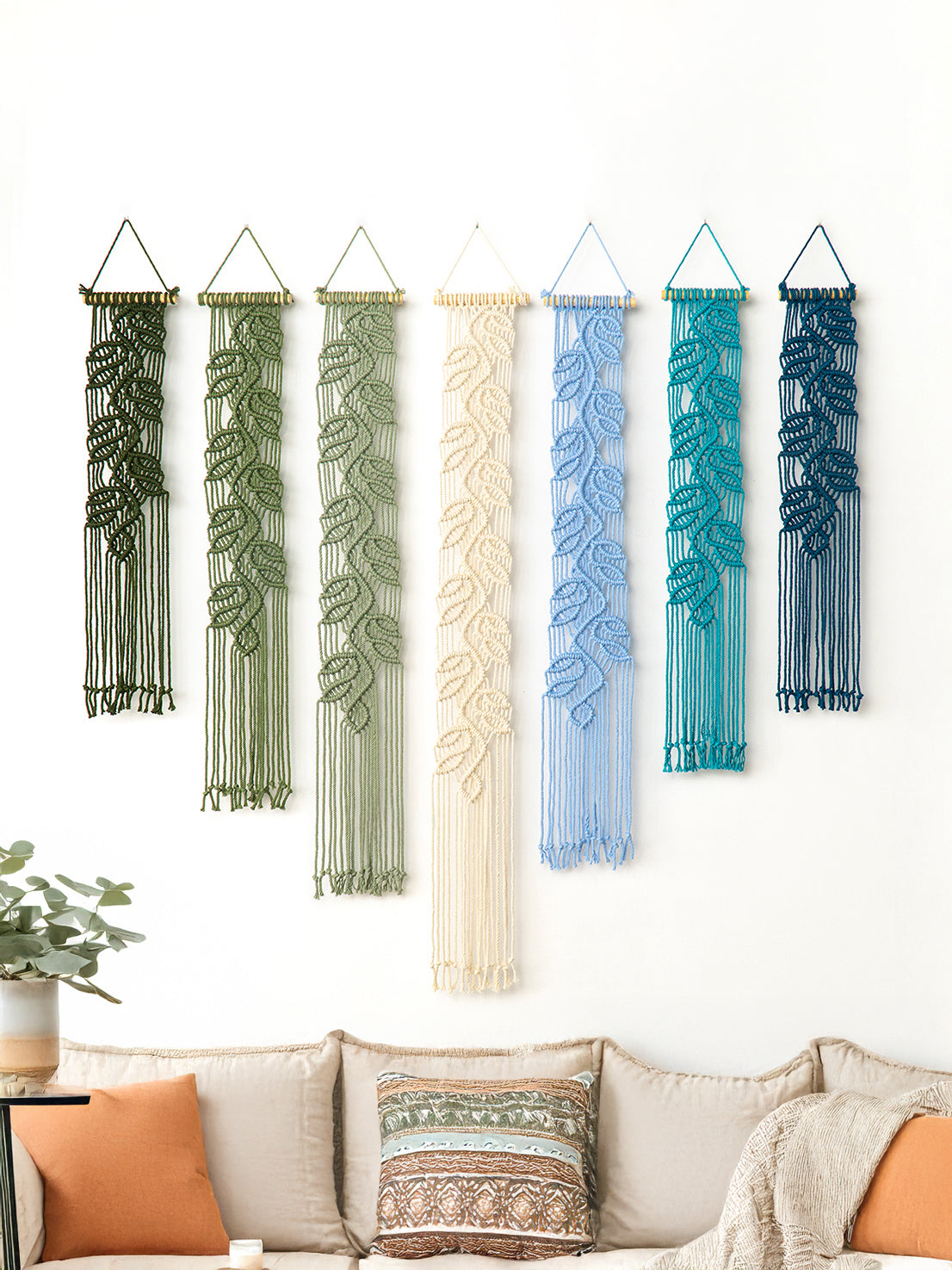 Vega Green Blue Long Macrame Hangings