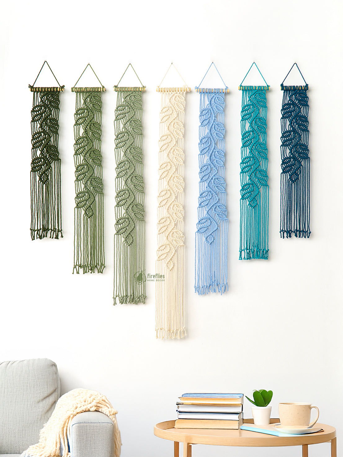 Vega Green Blue Long Macrame Hangings