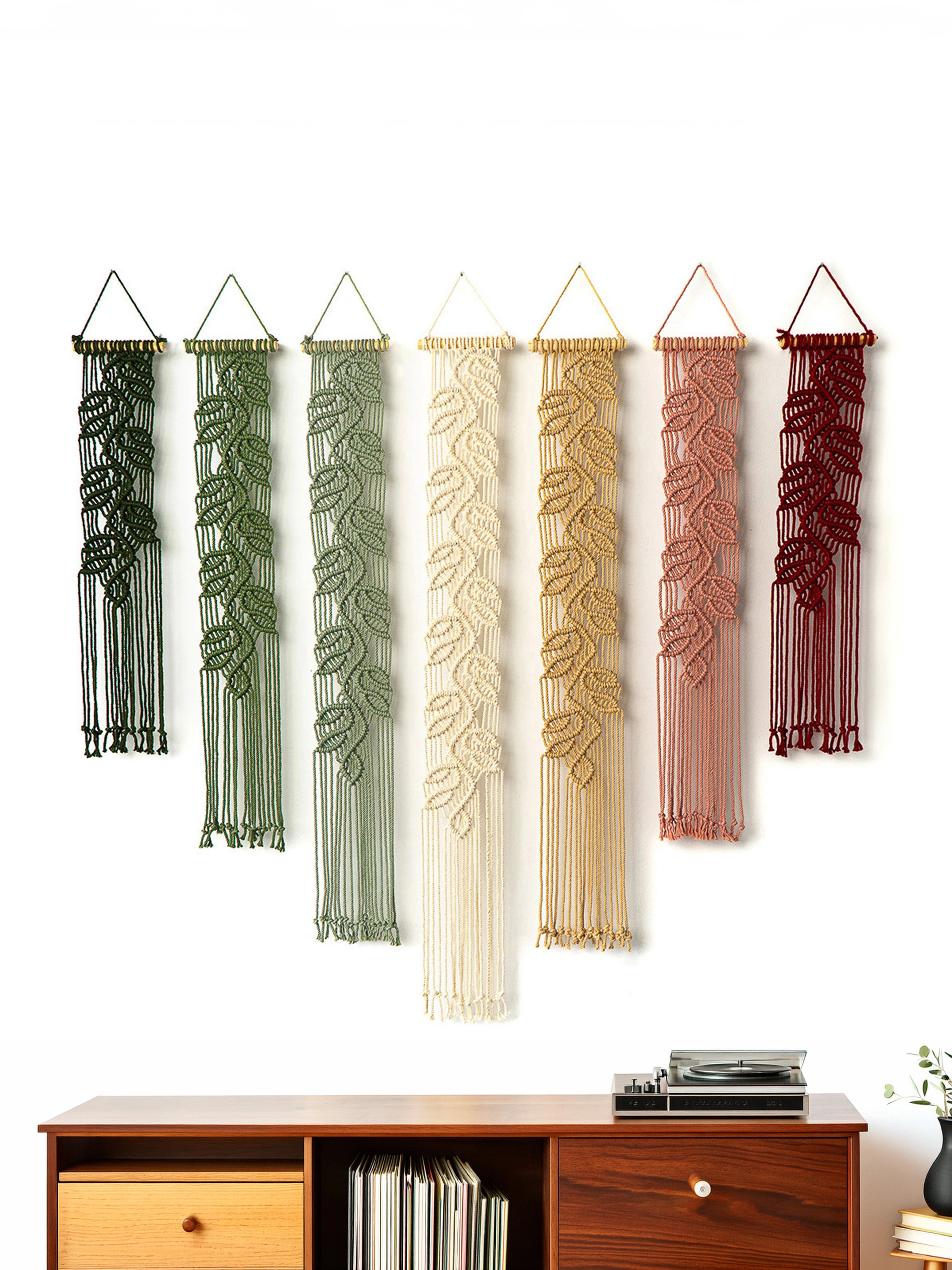 Vega Green Pink Long Macrame Hangings