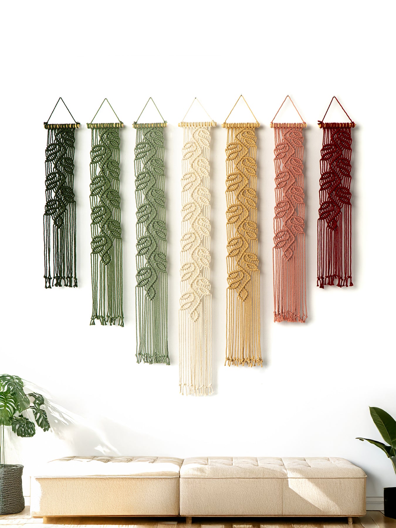 Vega Green Pink Long Macrame Hangings