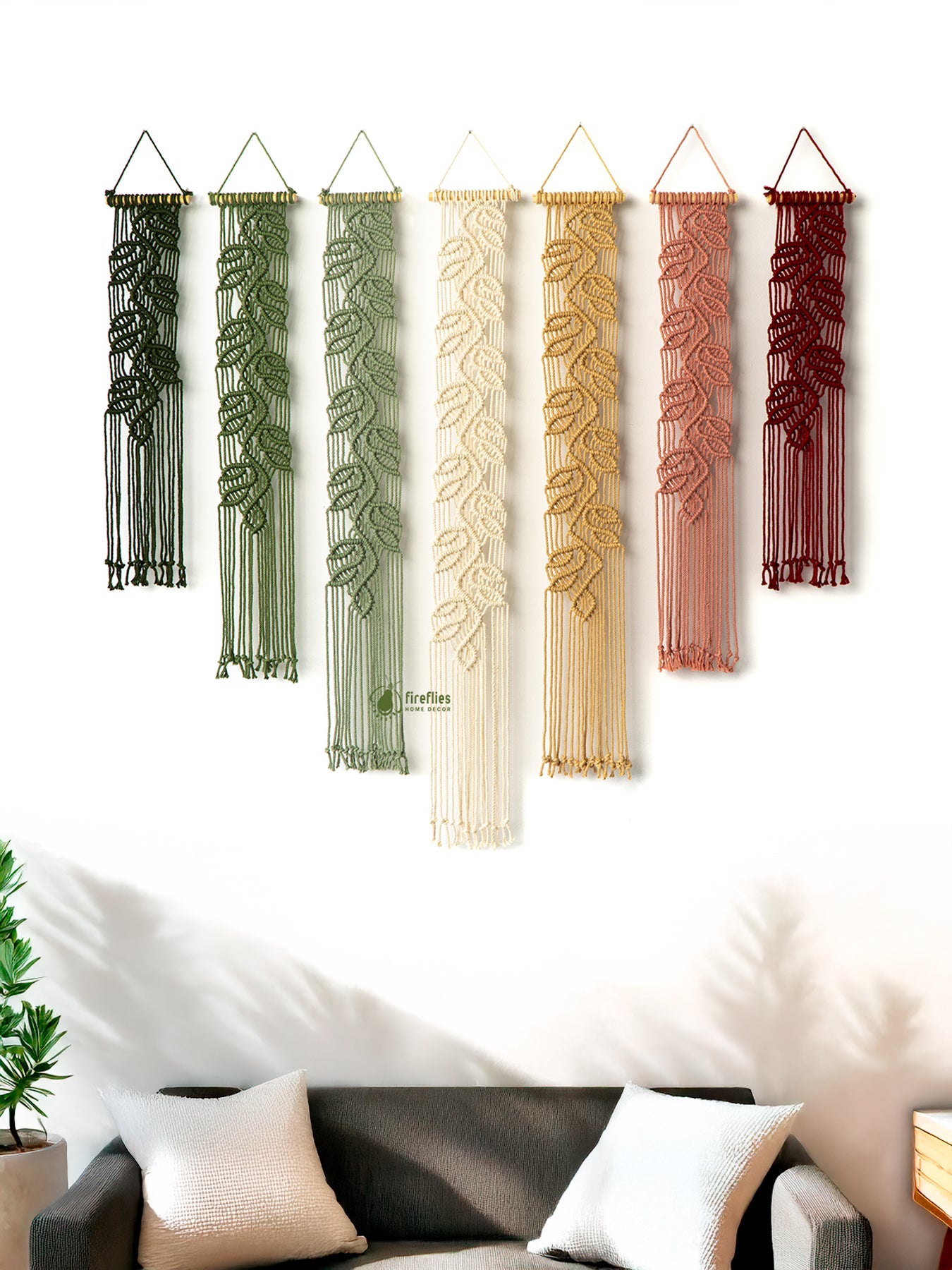 Vega Green Pink Long Macrame Hangings