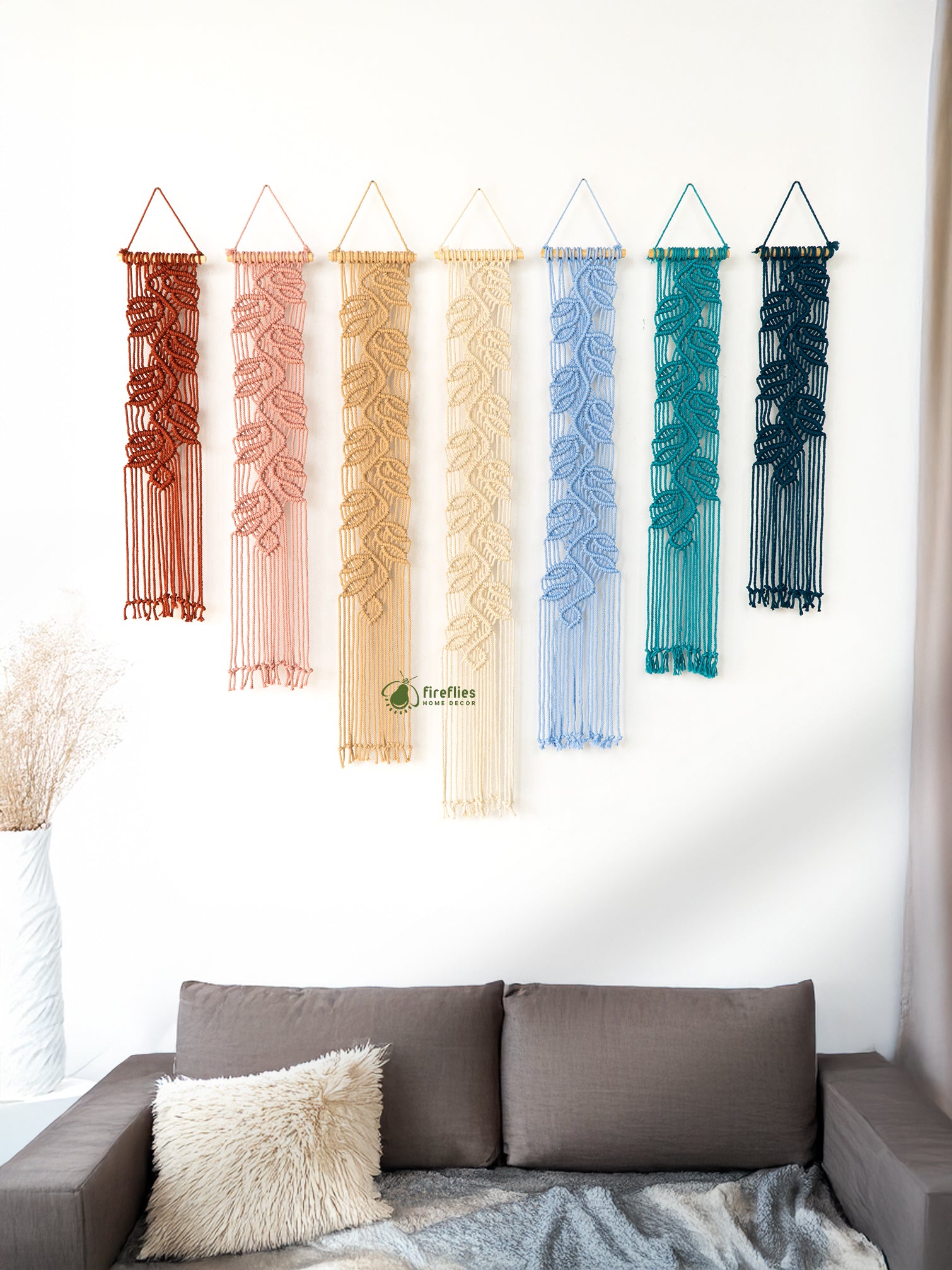 Vega Pink Blue Long Macrame Hangings