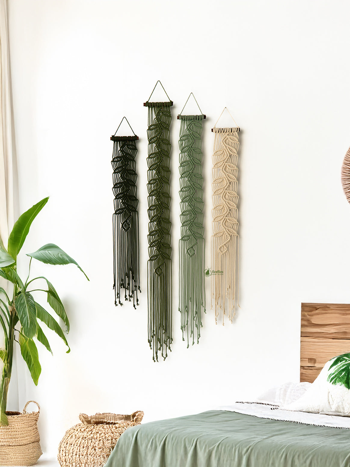 Vero Green Natural Vertical Macrame Hangings