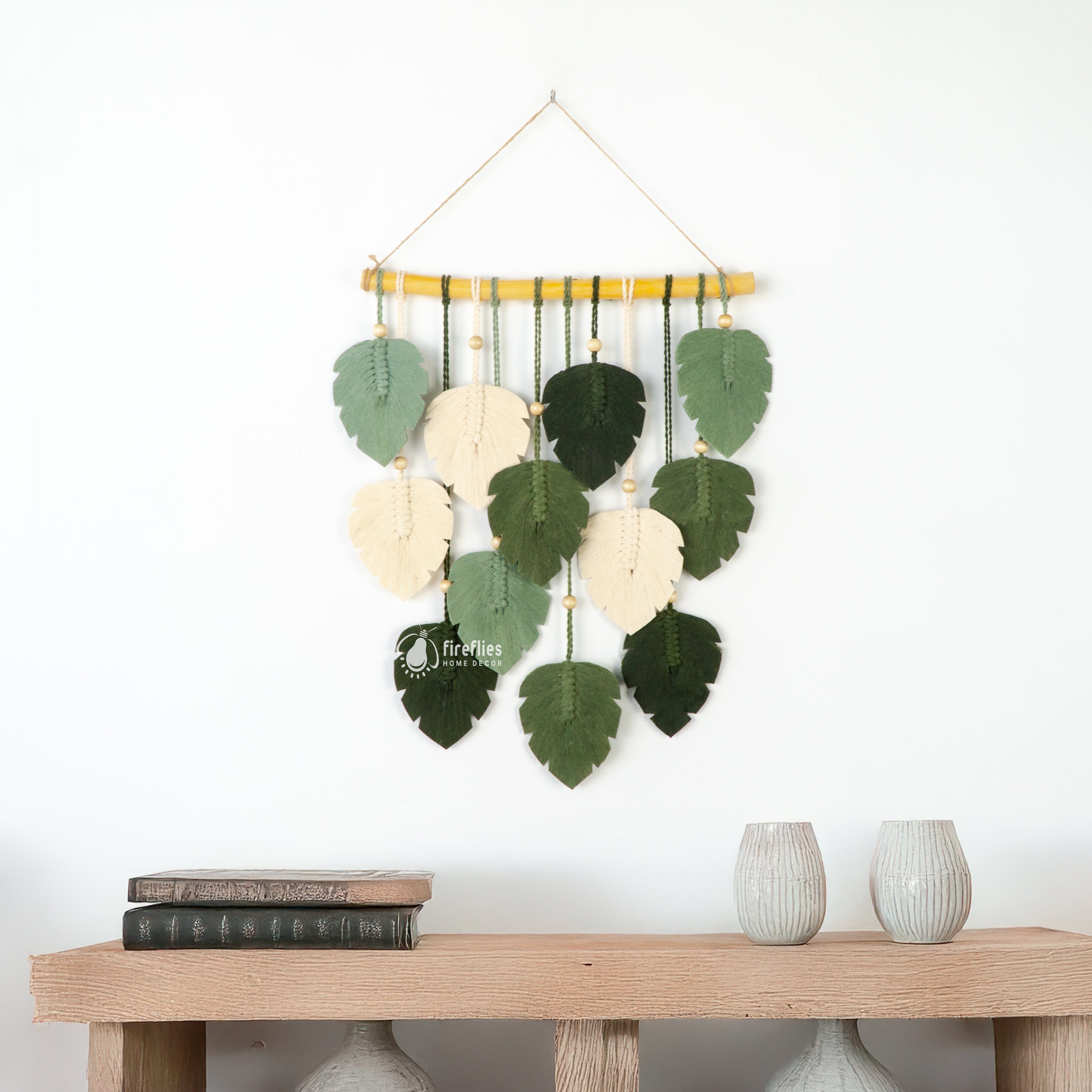 Macrame Leaf Cotton Wall Hanging in Green